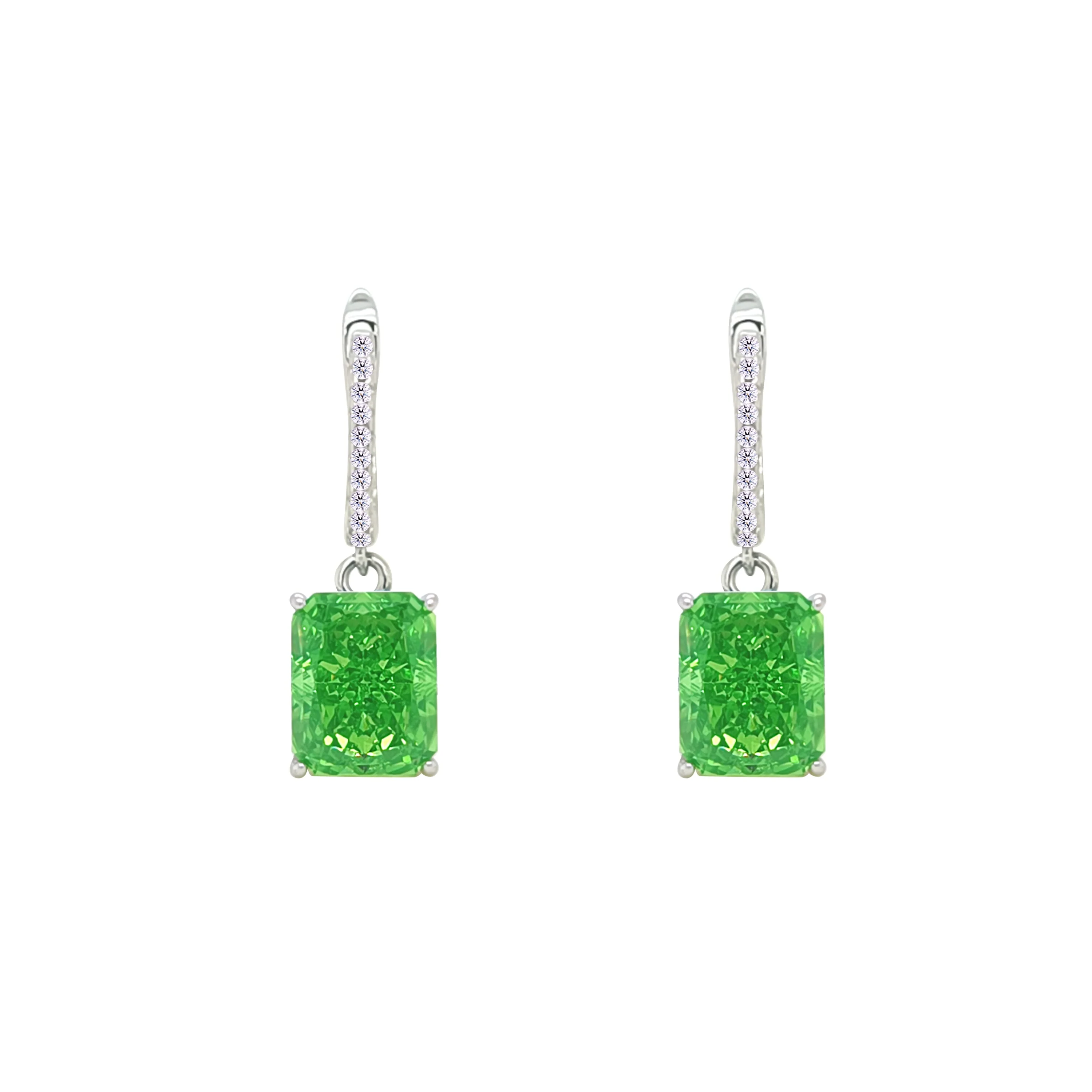 Asfour Crystal Jewelry Set With Emerald Zirocn Stones In 925 Sterling Silver-SD0131-G-7 - Image 3