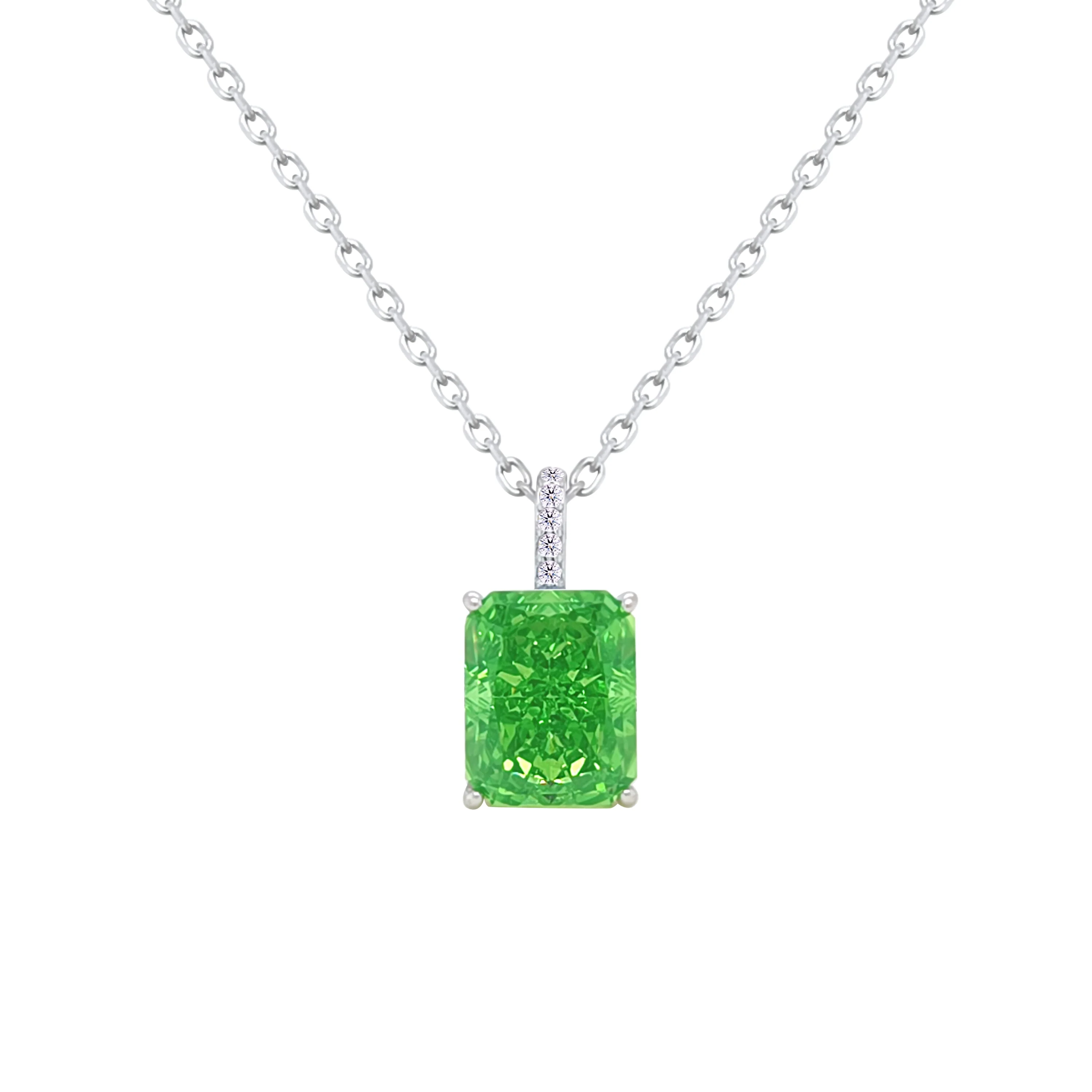 Asfour Crystal Jewelry Set With Emerald Zirocn Stones In 925 Sterling Silver-SD0131-G-9 - Image 2