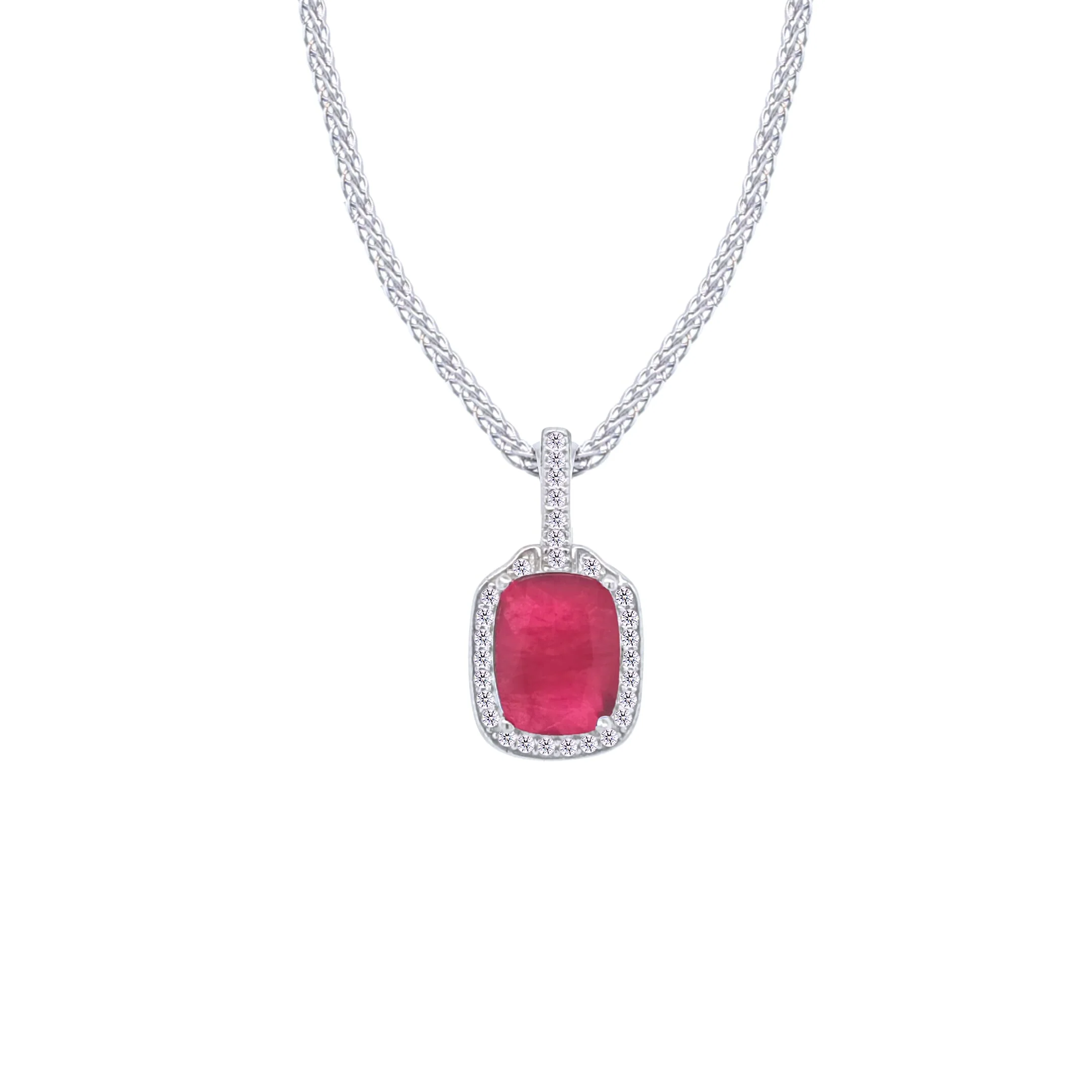 Asfour Crystal Jewelry Set With Fuchsia Emerald Design In 925 Sterling Silver-SD0076-F-9 - Image 2