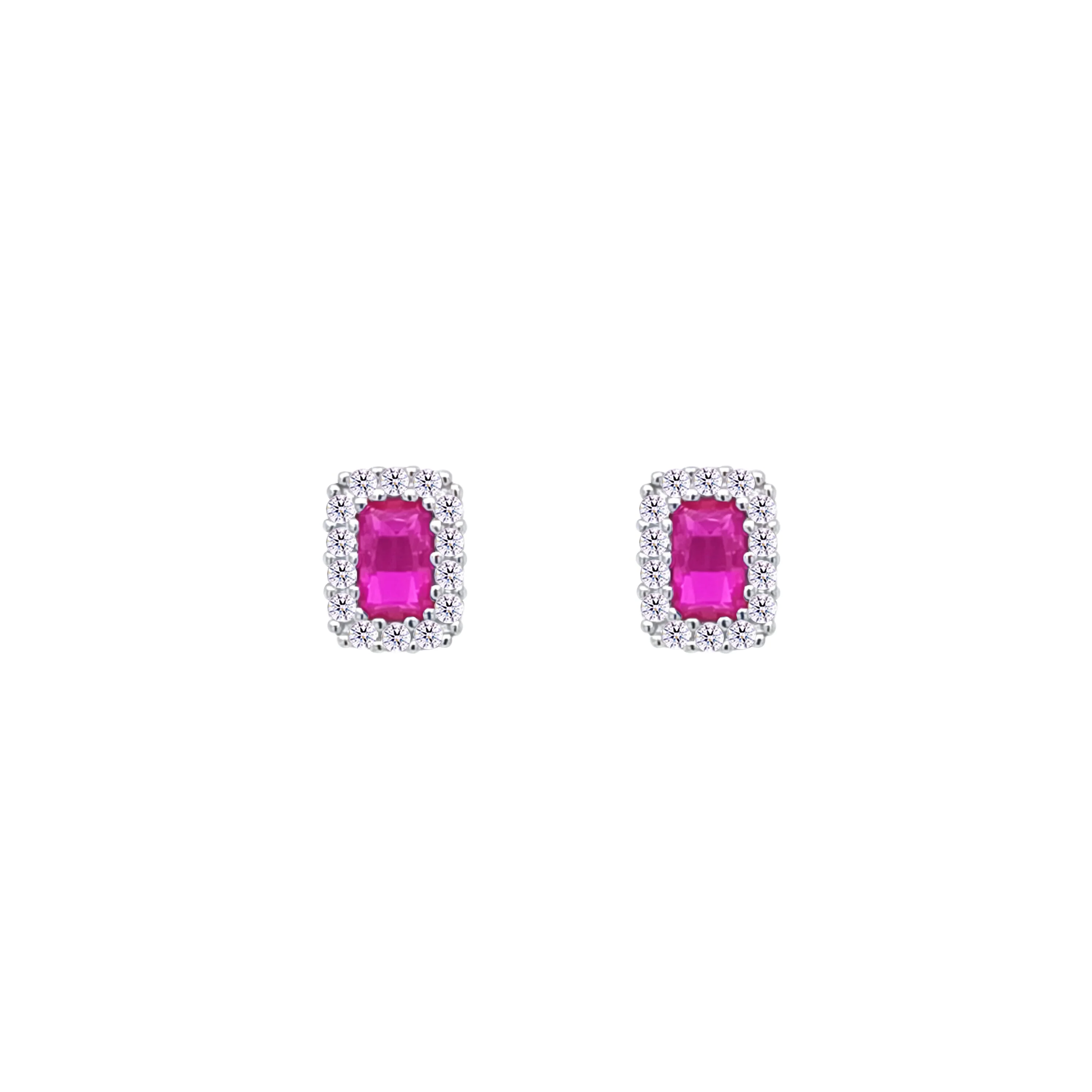 Asfour Crystal Jewelry Set With Fuchsia Emerald Design Inlaid With Zircon In 925 Sterling Silver-SM0049-F - Image 3