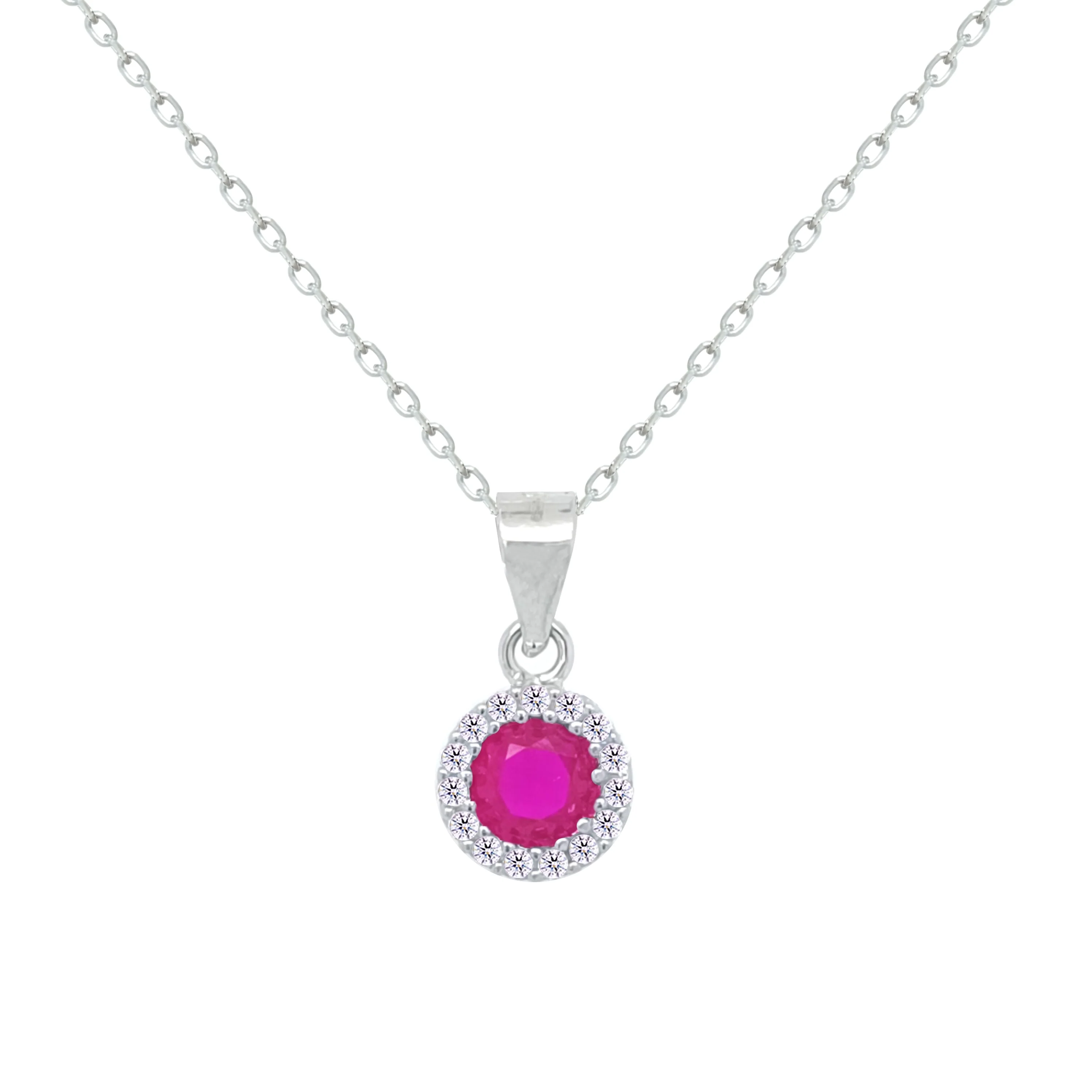 Asfour Crystal Jewelry Set With Fuchsia Emerald Design Inlaid With Zircon In 925 Sterling Silver-SM0050-F - Image 2