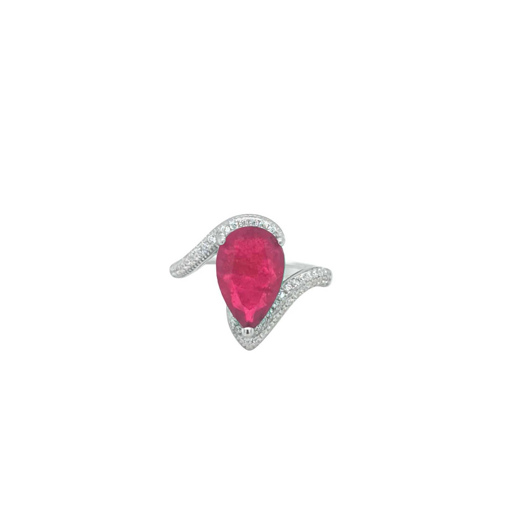 Asfour Crystal Jewelry Set With Fuchsia Pear Design In 925 Sterling Silver-SD0055-F-8 - Image 4