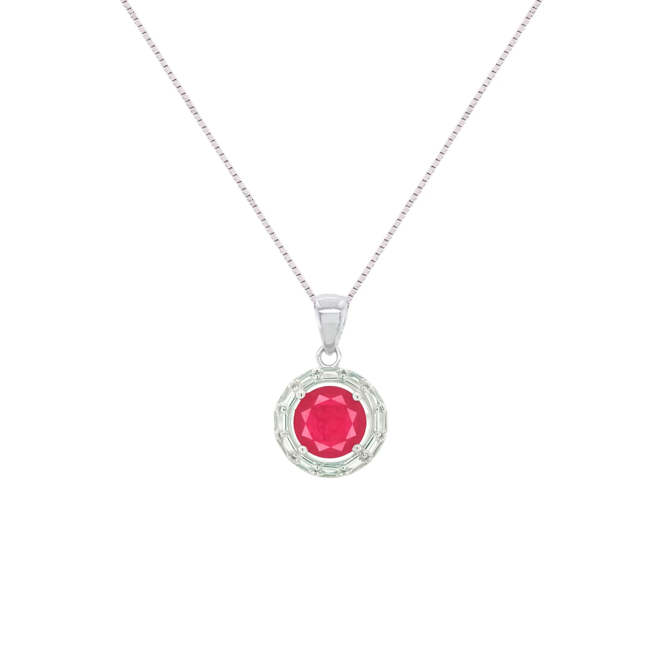 Asfour Crystal Jewelry Set With Fuchsia Round Design In 925 Sterling Silver-SD0062-F-8 - Image 2