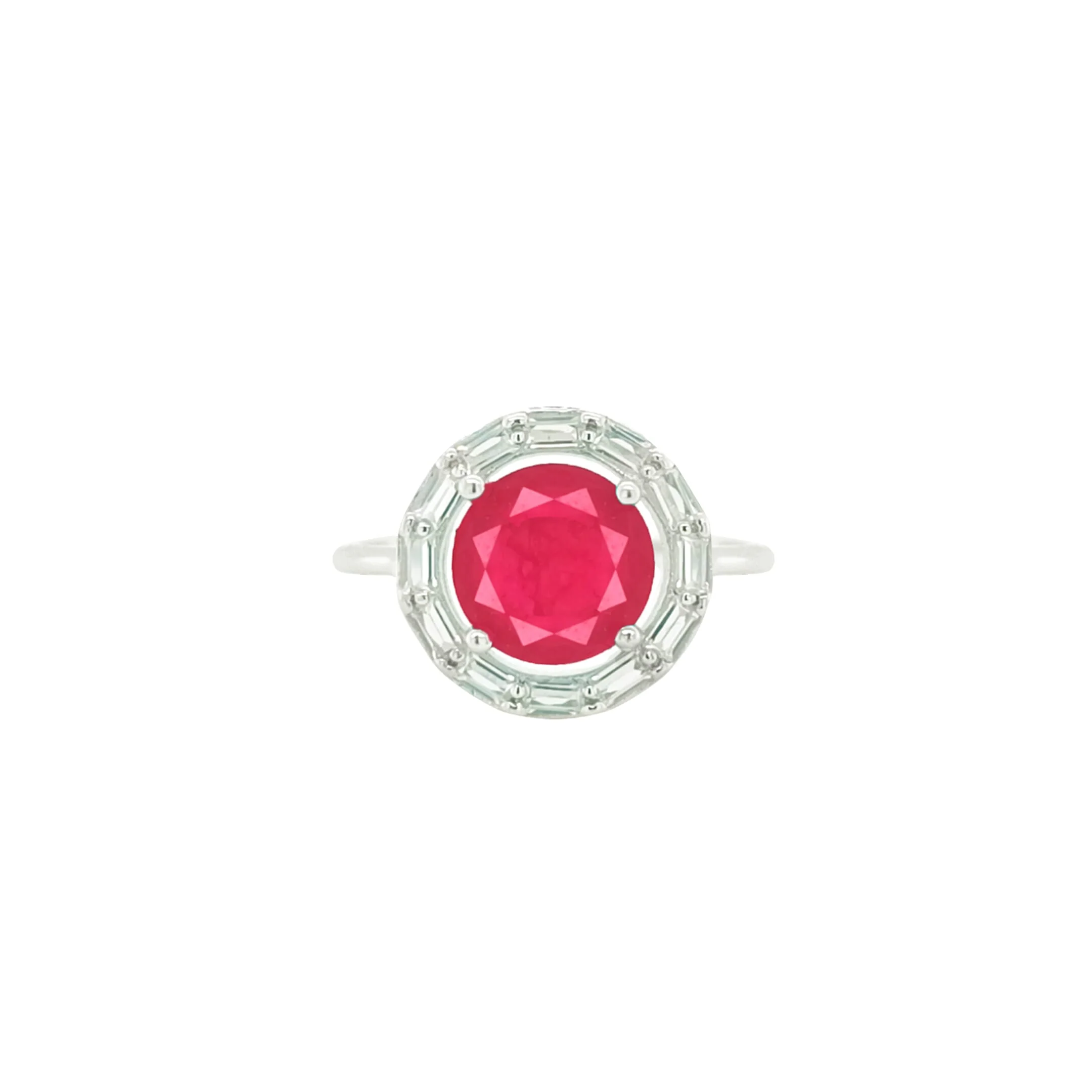 Asfour Crystal Jewelry Set With Fuchsia Round Design In 925 Sterling Silver-SD0062-F-8 - Image 4