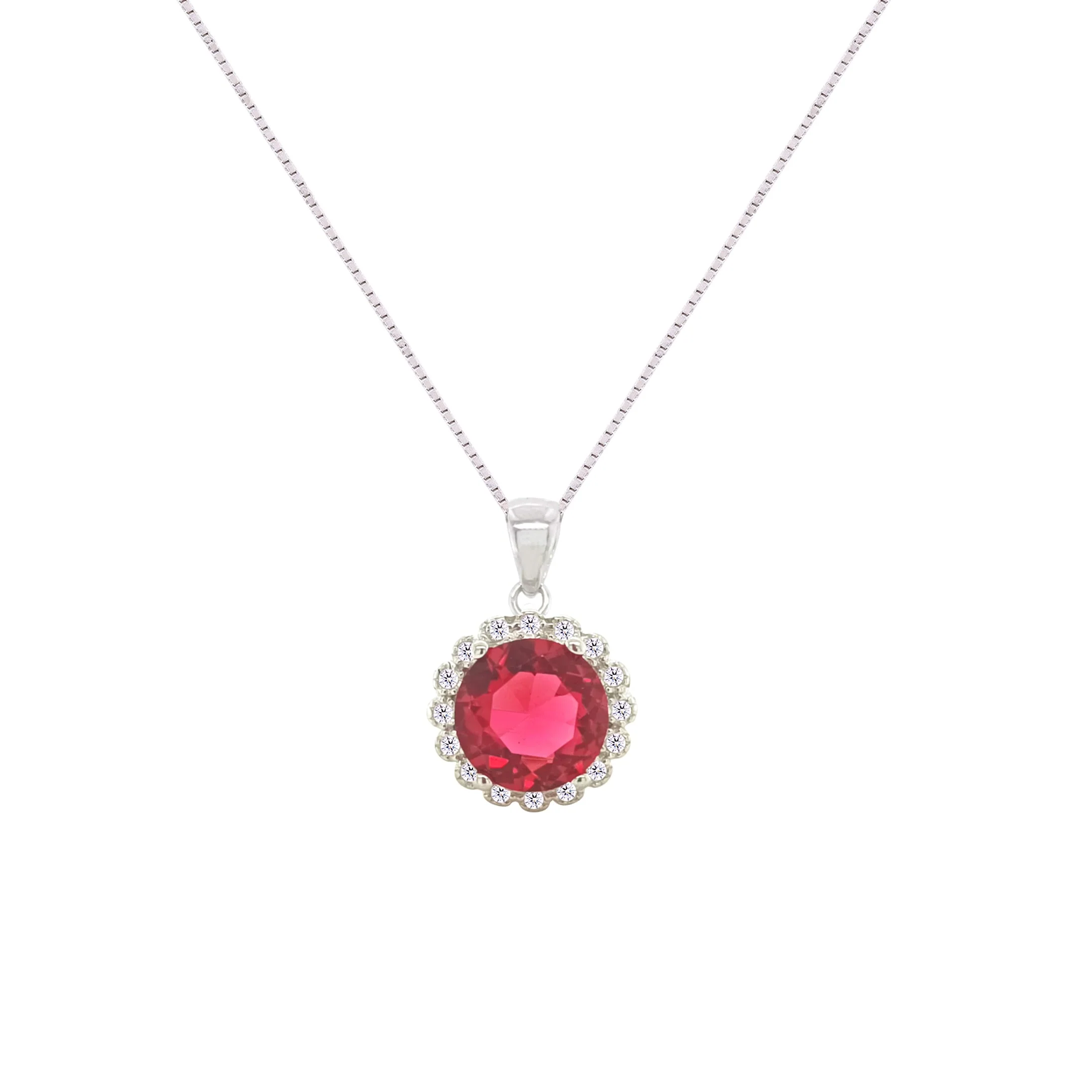 Asfour Crystal Jewelry Set With Fuchsia Round Design In 925 Sterling Silver-SD0078-F-9 - Image 2