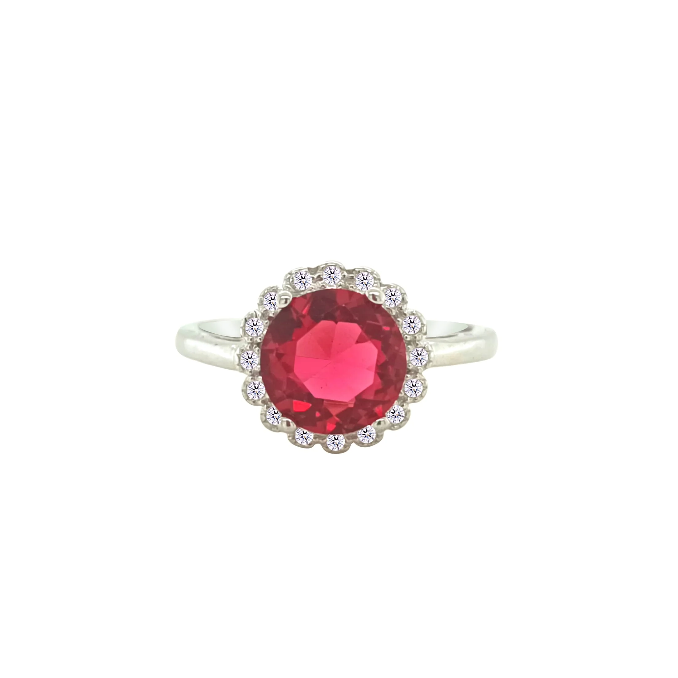 Asfour Crystal Jewelry Set With Fuchsia Round Design In 925 Sterling Silver-SD0078-F-9 - Image 4