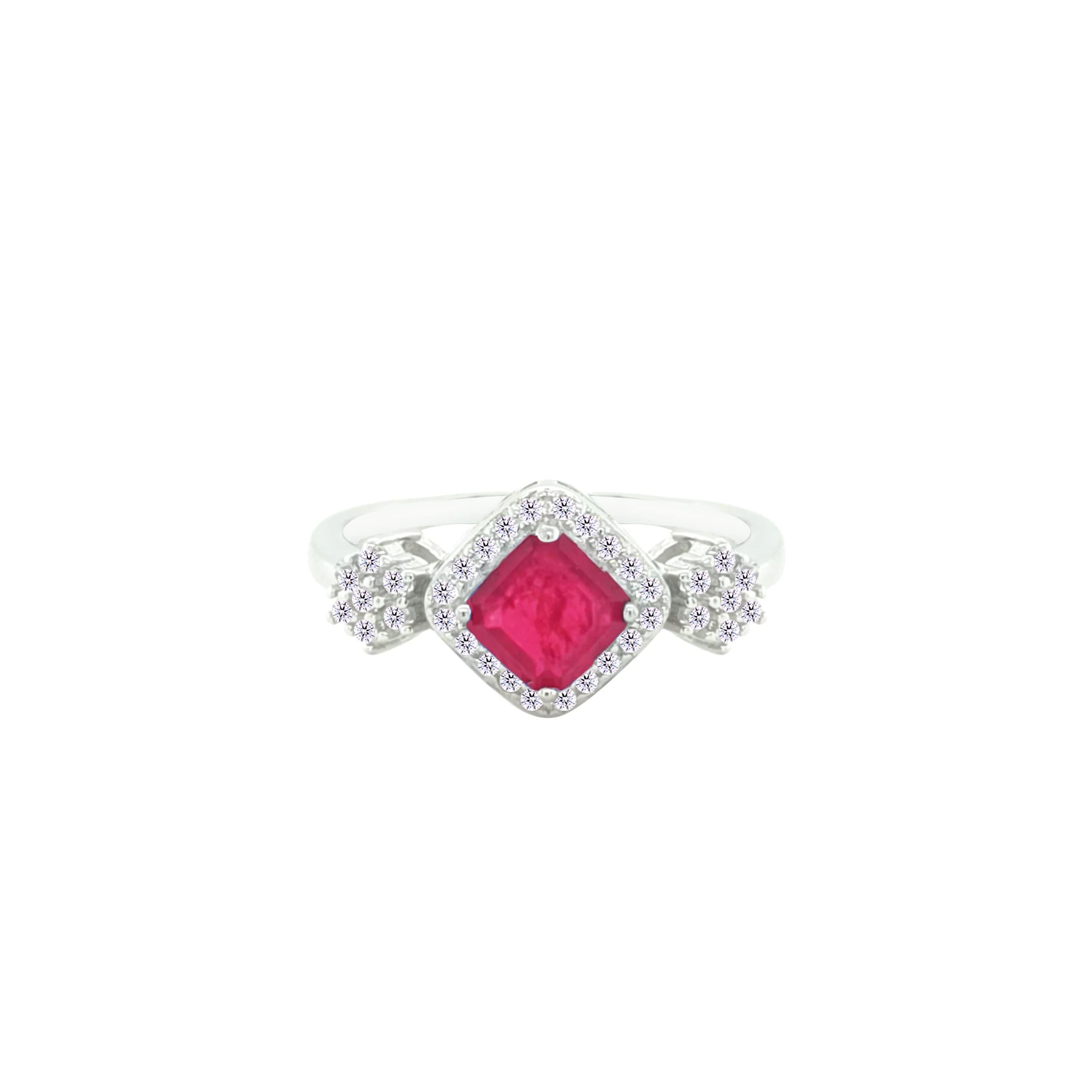 Asfour Crystal Jewelry Set With Fuchsia Squares Design In 925 Sterling Silver-SD0058-F-9 - Image 4