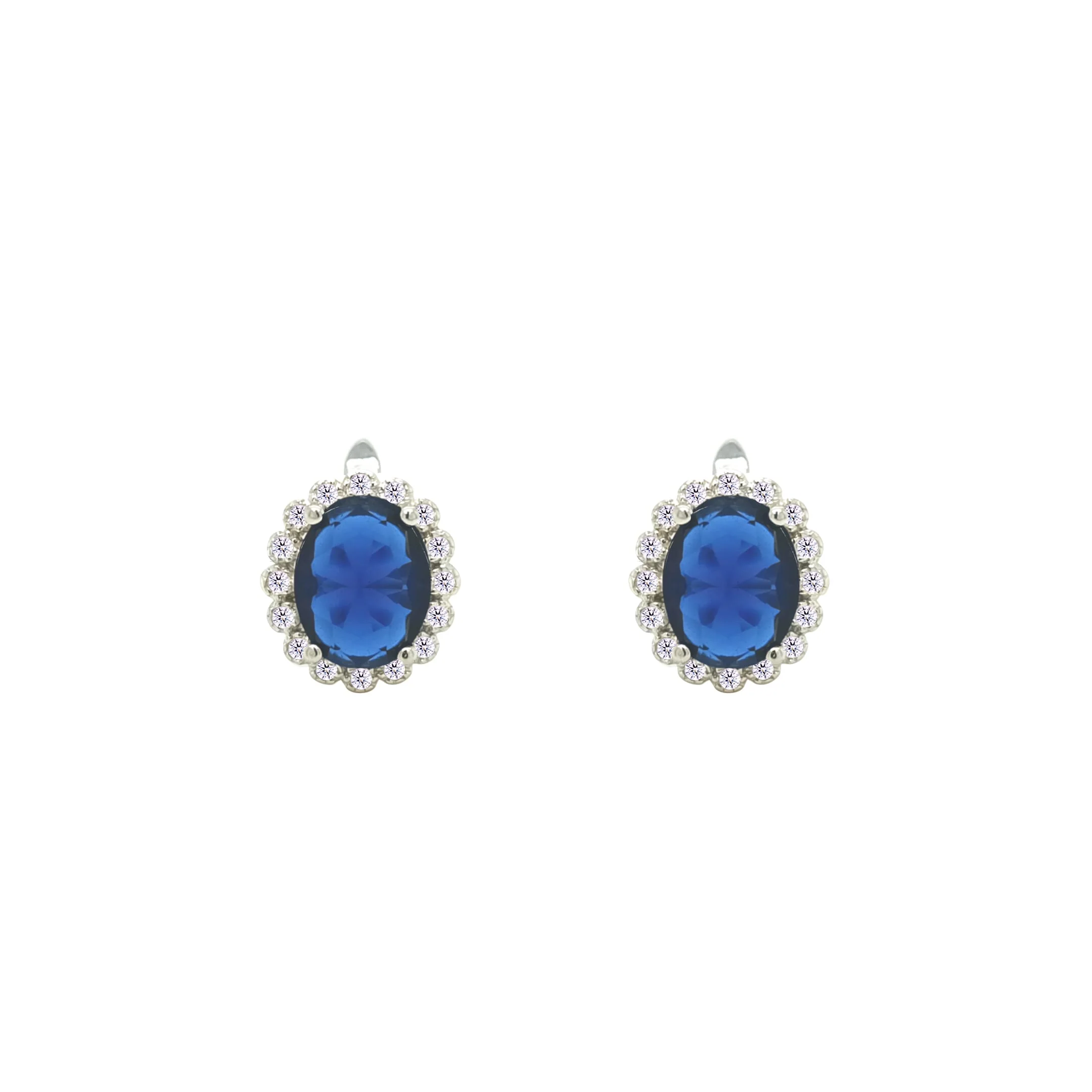 Asfour Crystal Jewelry Set With Halo Blue Oval Design In 925 Sterling Silver-SD0115-B-7 - Image 3