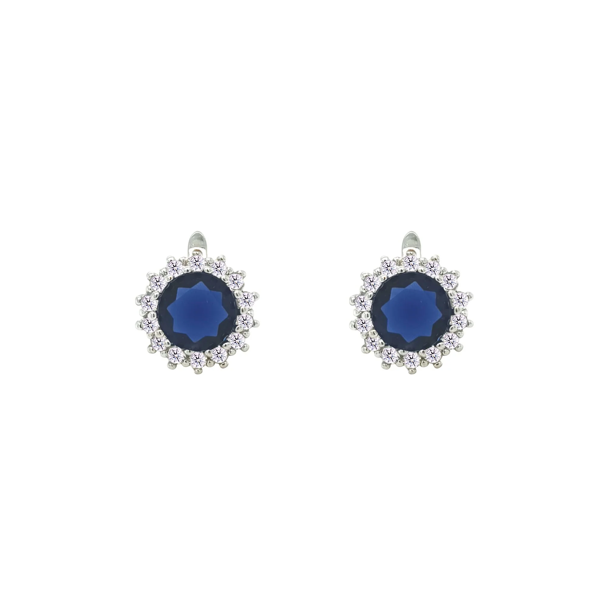 Asfour Crystal Jewelry Set With Halo Blue Round Design In 925 Sterling Silver-SD0113-B-7 - Image 3