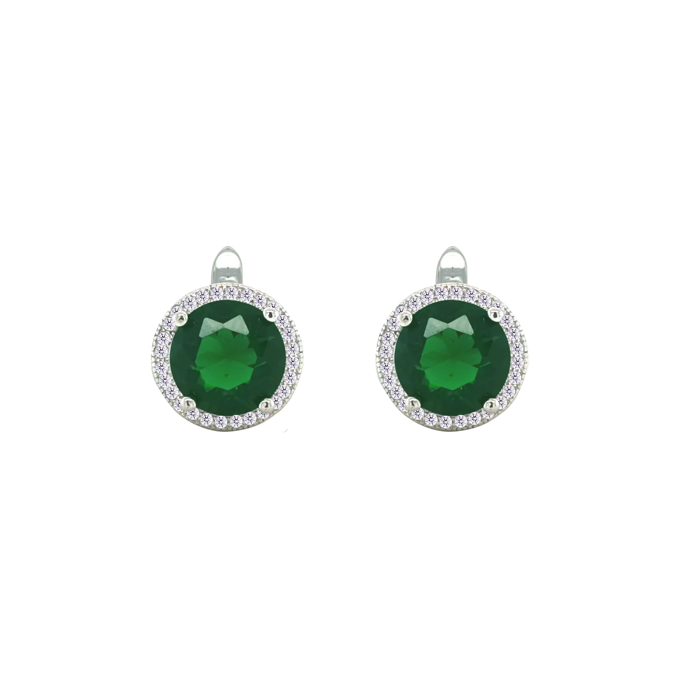Asfour Crystal Jewelry Set With Halo Emerald Round Design In 925 Sterling Silver-SD0111-G-9 - Image 3