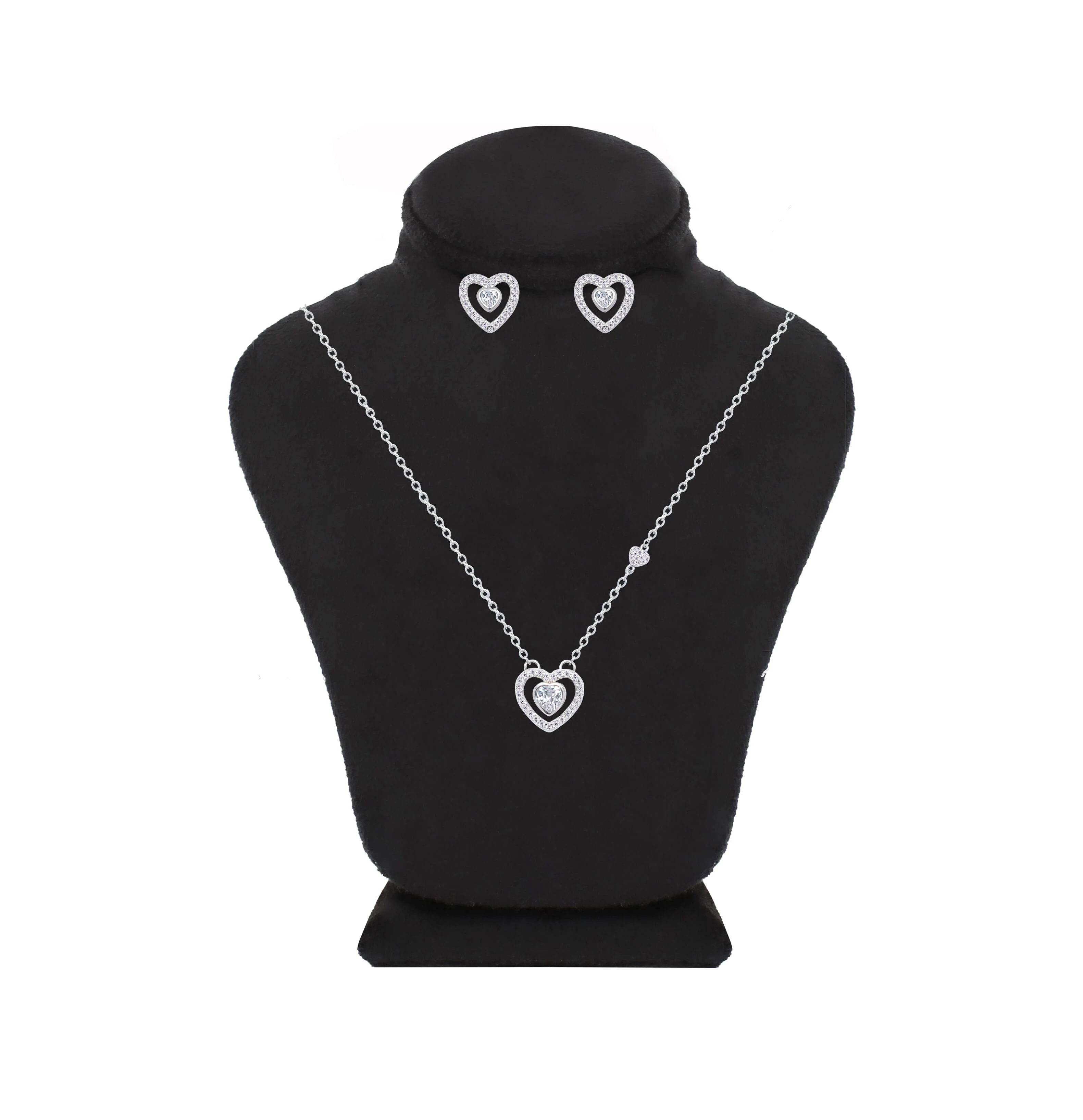 Asfour Crystal Jewelry Set With Heart Design In 925 Sterling Silver -SM0016
