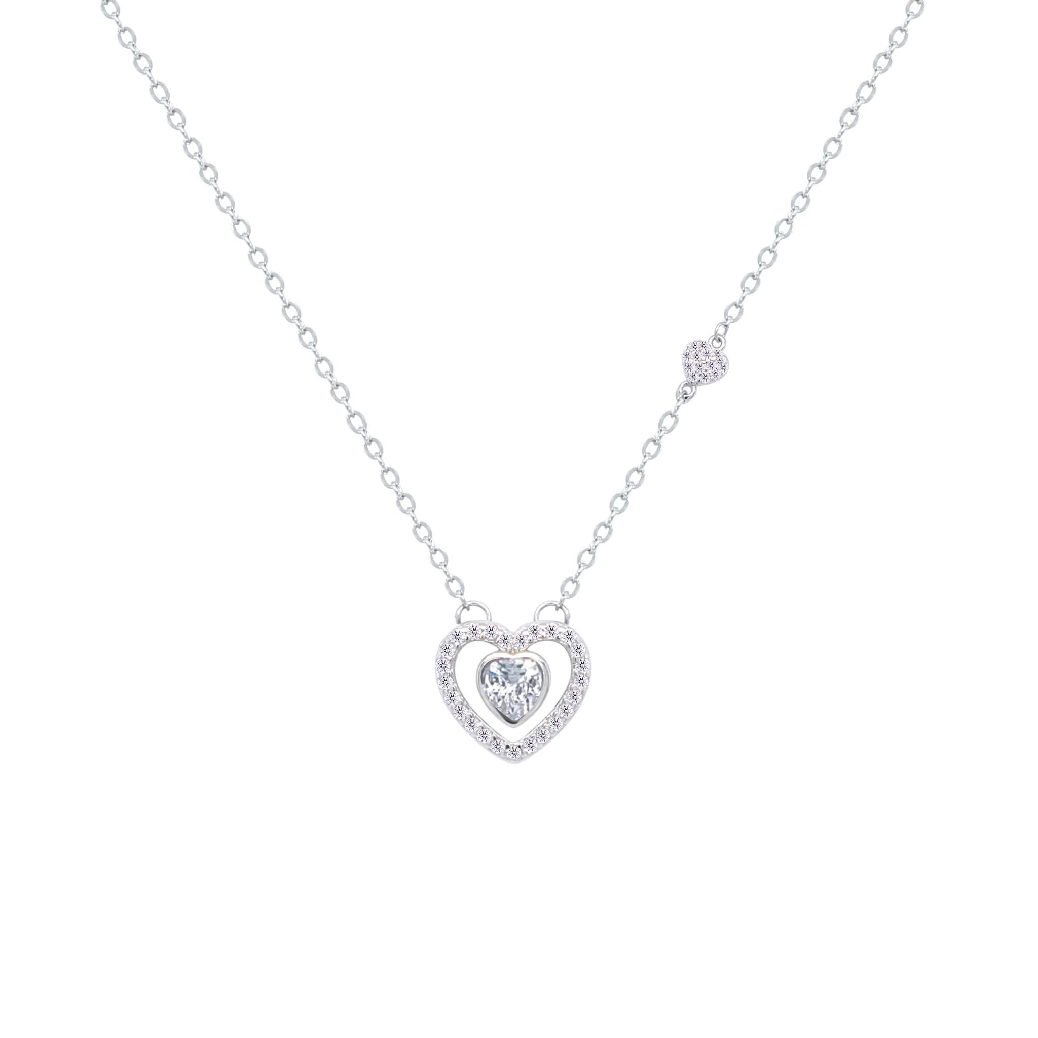 Asfour Crystal Jewelry Set With Heart Design In 925 Sterling Silver -SM0016 - Image 2