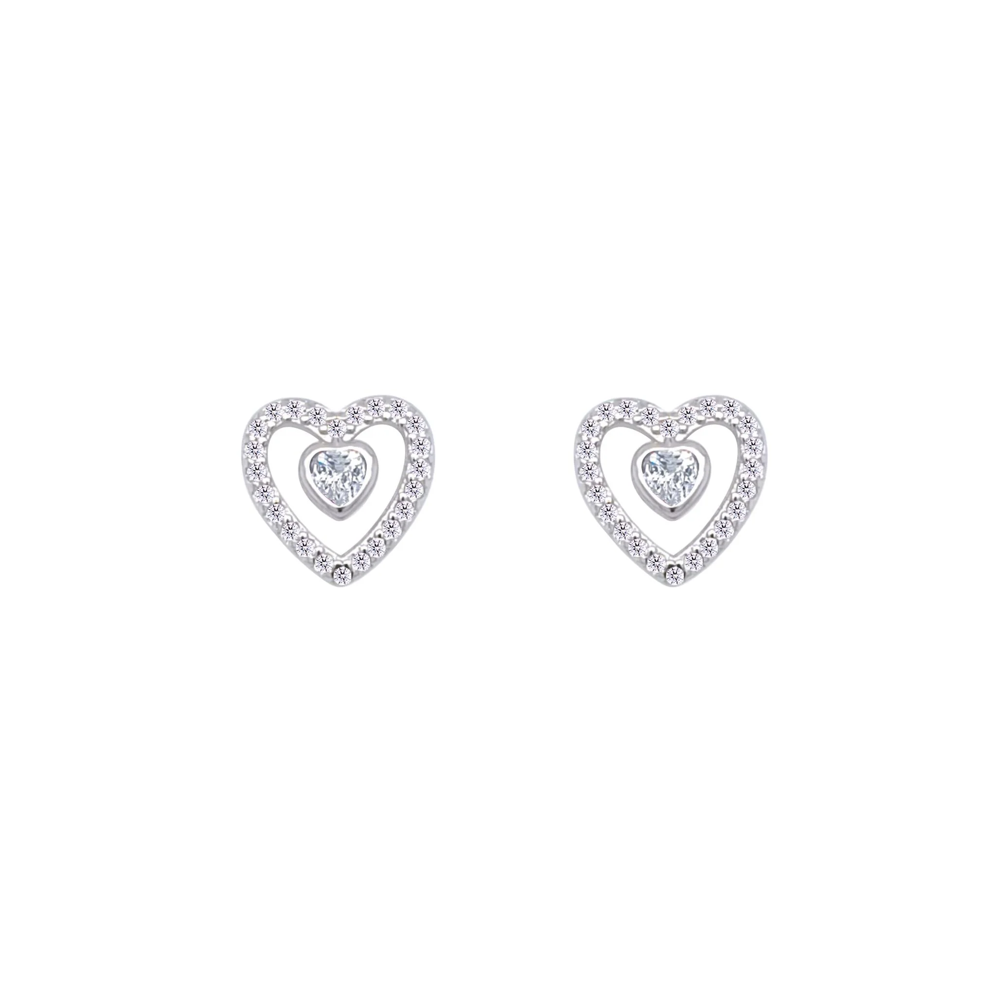 Asfour Crystal Jewelry Set With Heart Design In 925 Sterling Silver -SM0016 - Image 3