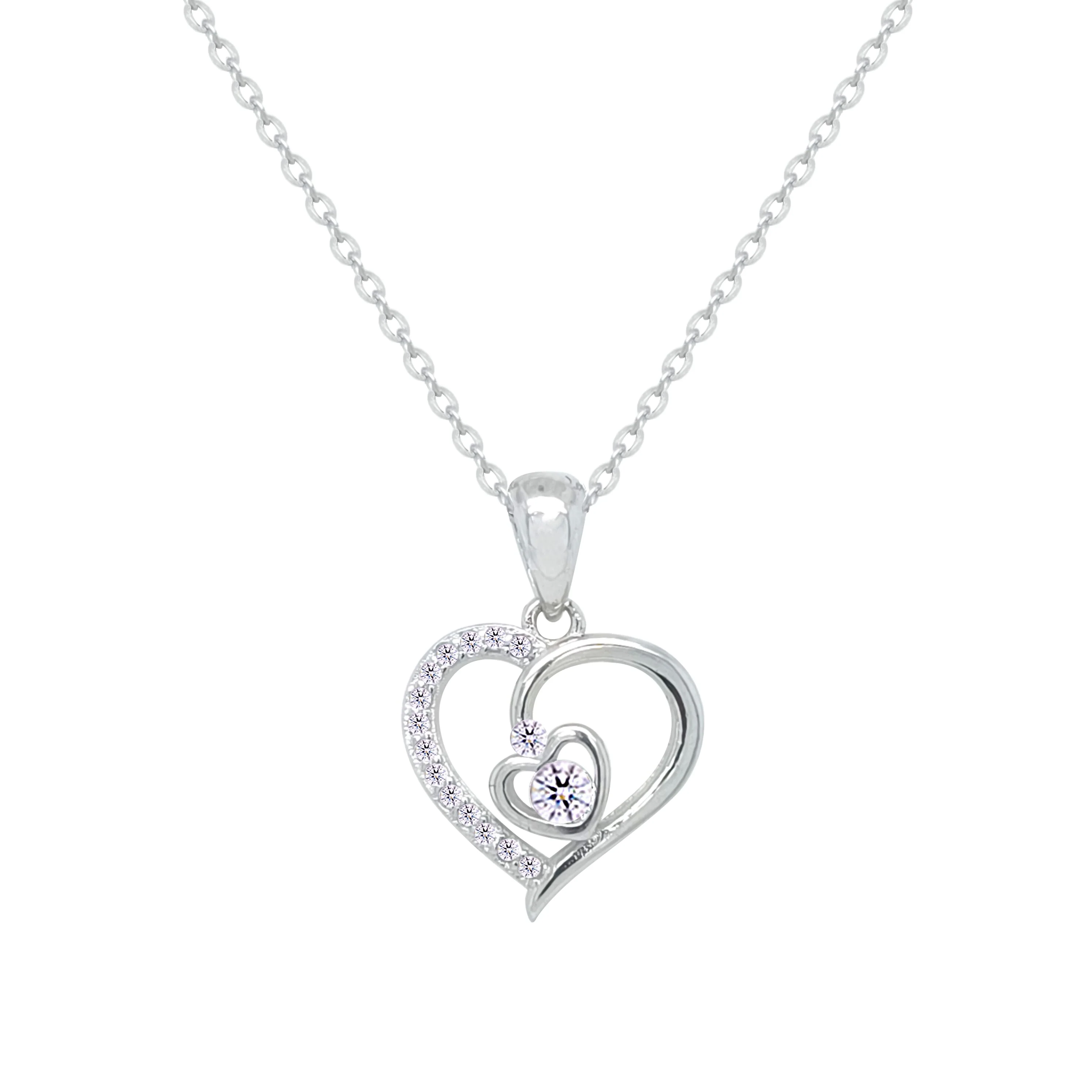 Asfour Crystal Jewelry Set With Heart Design Inlaid With Zircon In 925 Sterling Silver-SM0041 - Image 2