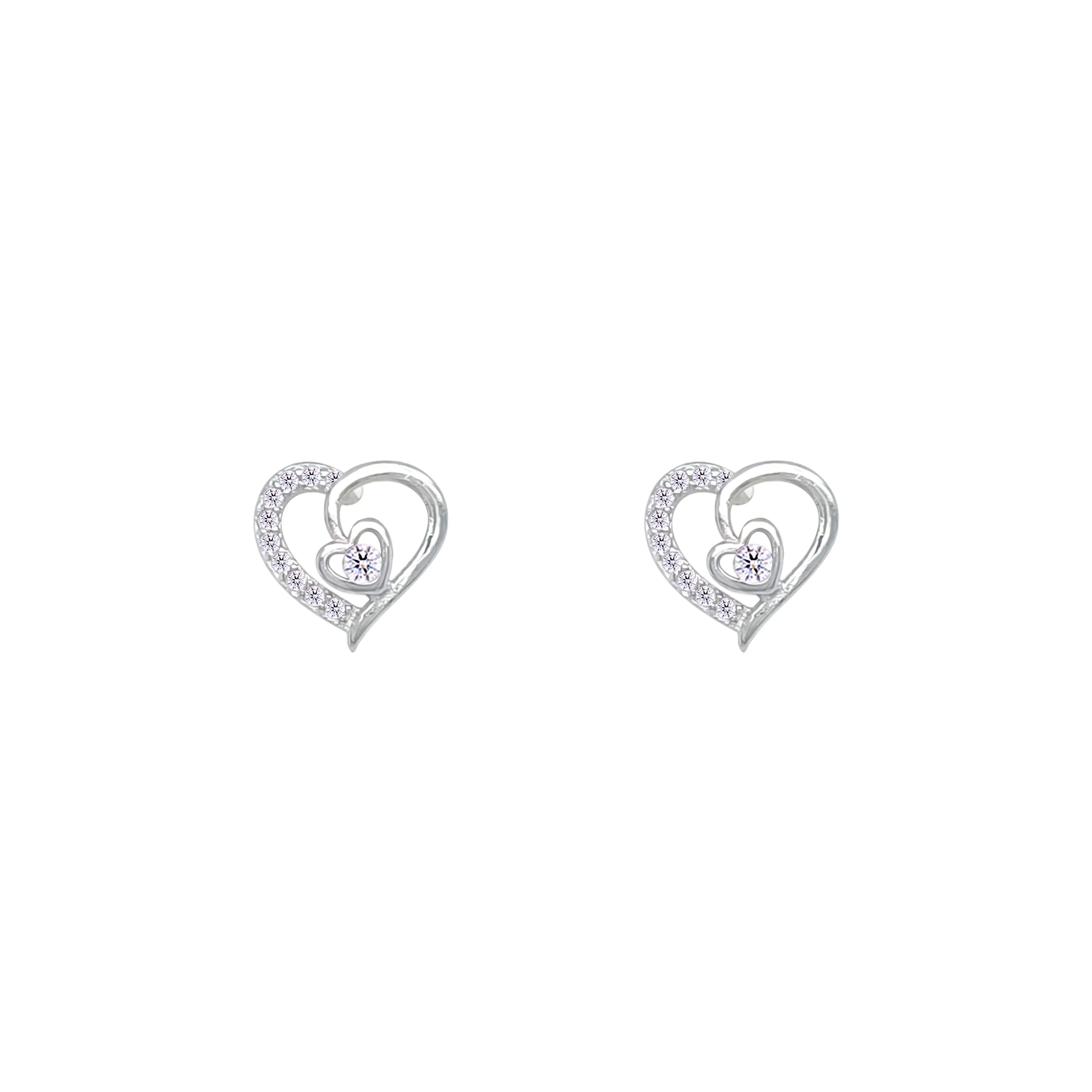 Asfour Crystal Jewelry Set With Heart Design Inlaid With Zircon In 925 Sterling Silver-SM0041 - Image 3
