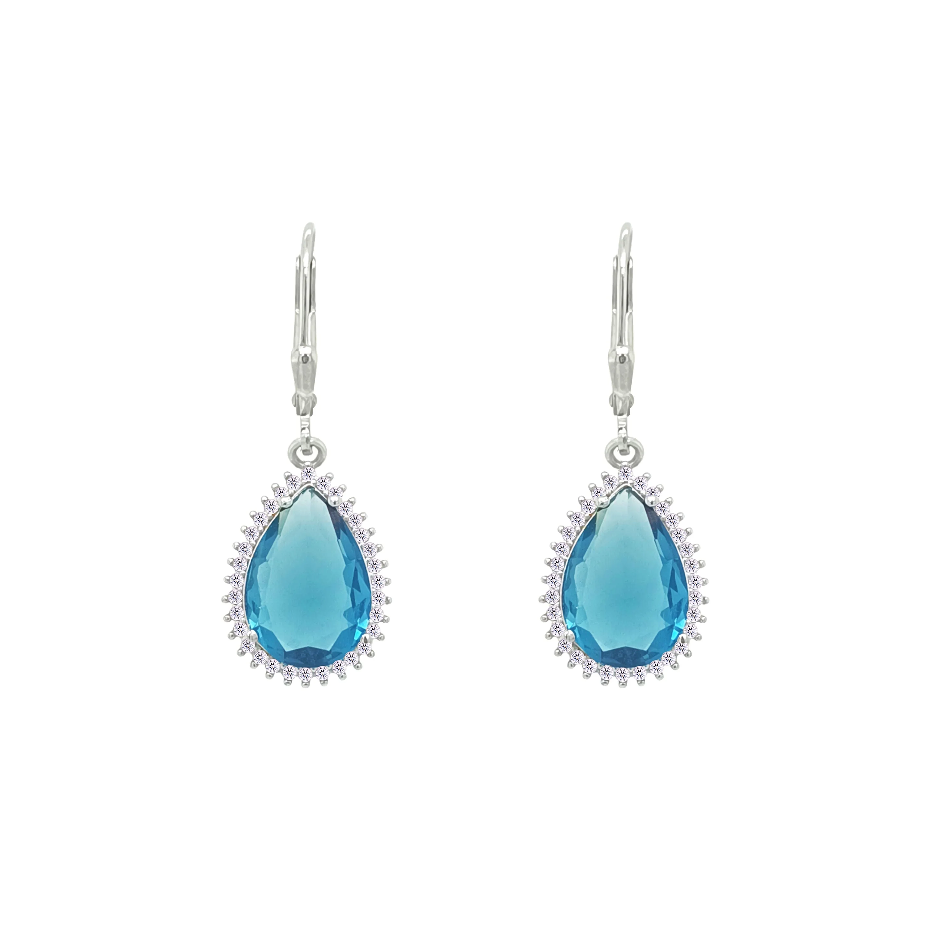 Asfour Crystal Jewelry Set With Light Blue Pear Design In 925 Sterling Silver-SD0133-LZ - Image 4