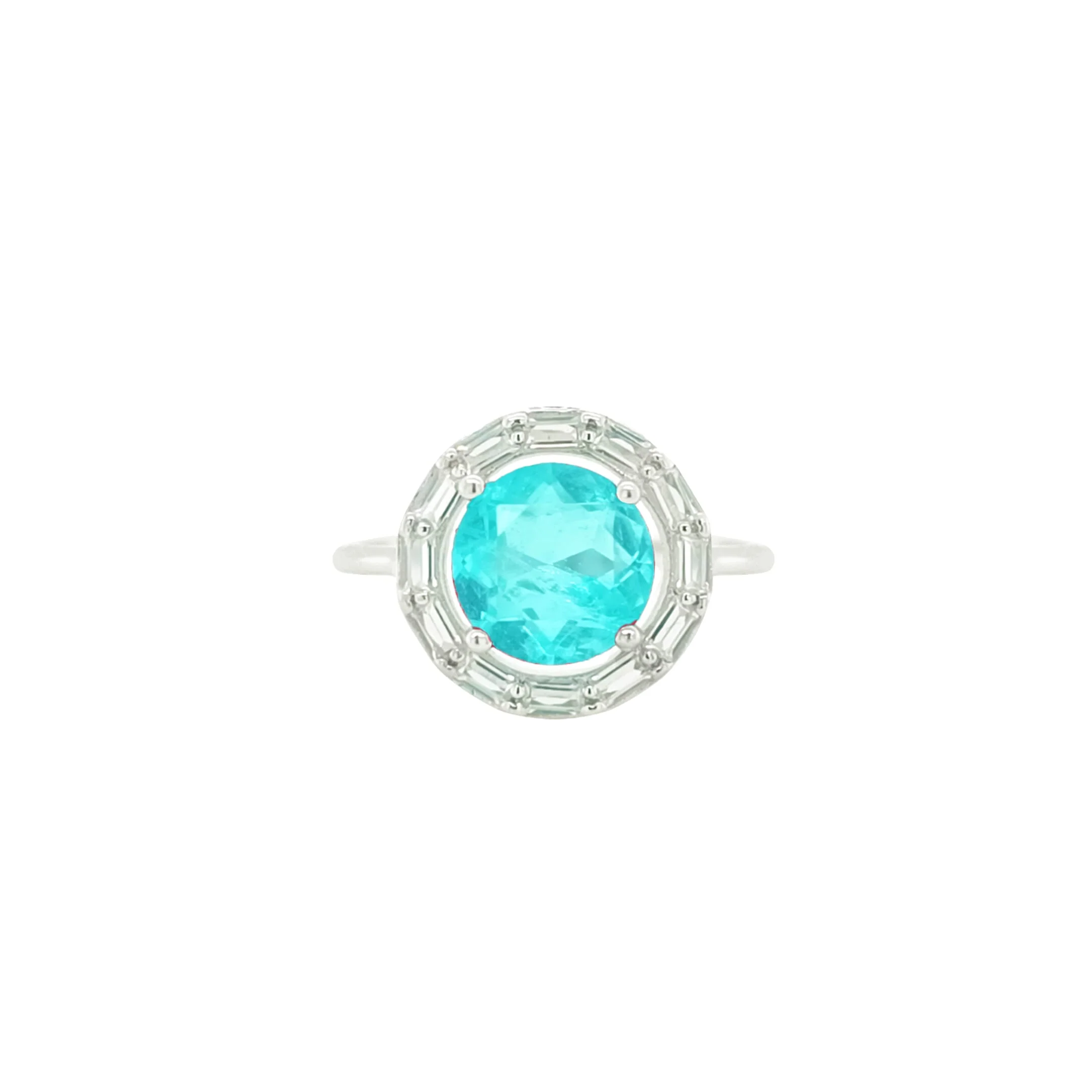 Asfour Crystal Jewelry Set With Light Turquoise Round Design In 925 Sterling Silver-SD0062-LGC-7 - Image 4