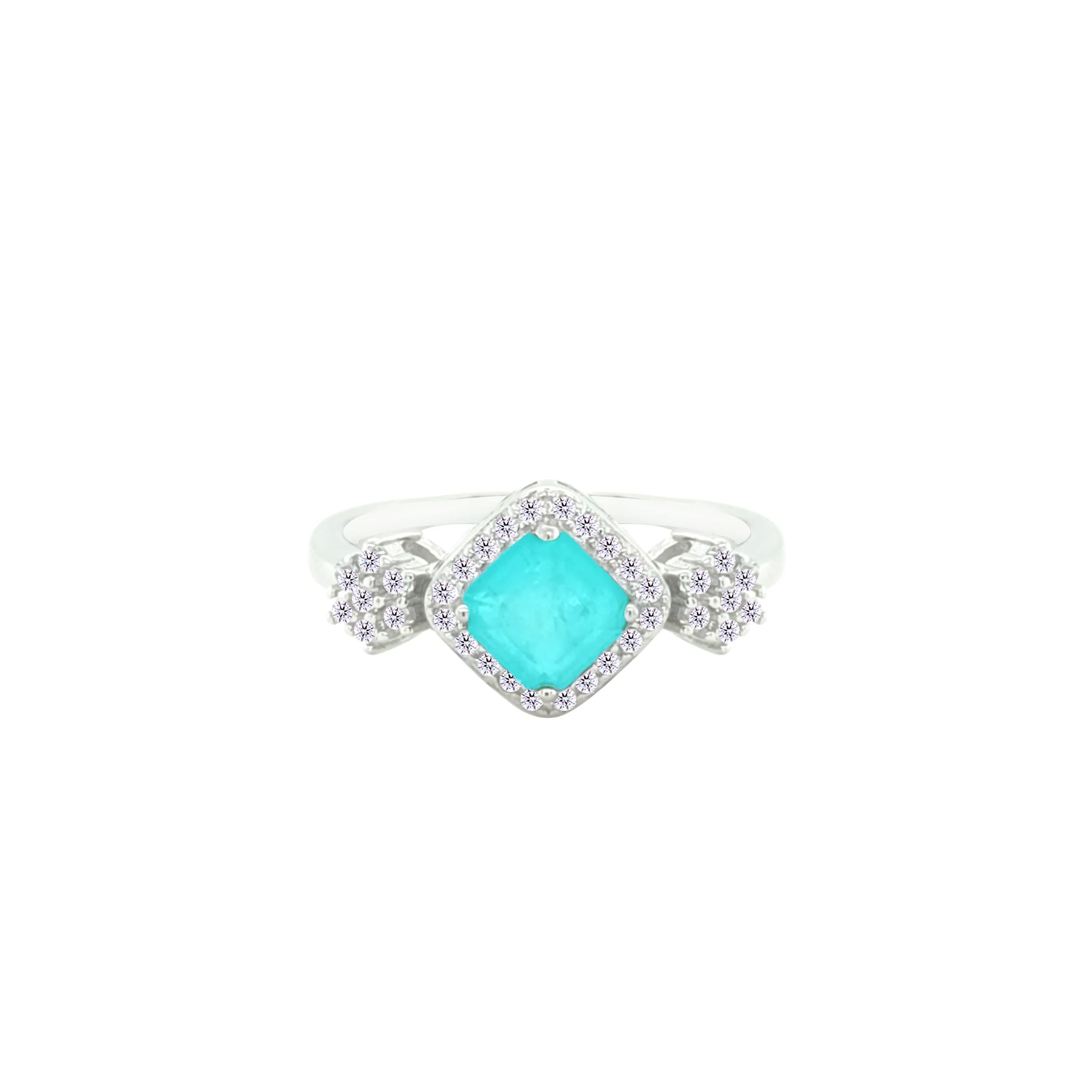 Asfour Crystal Jewelry Set With Light Turquoise Squares Design In 925 Sterling Silver-SD0058-LGC-8 - Image 4