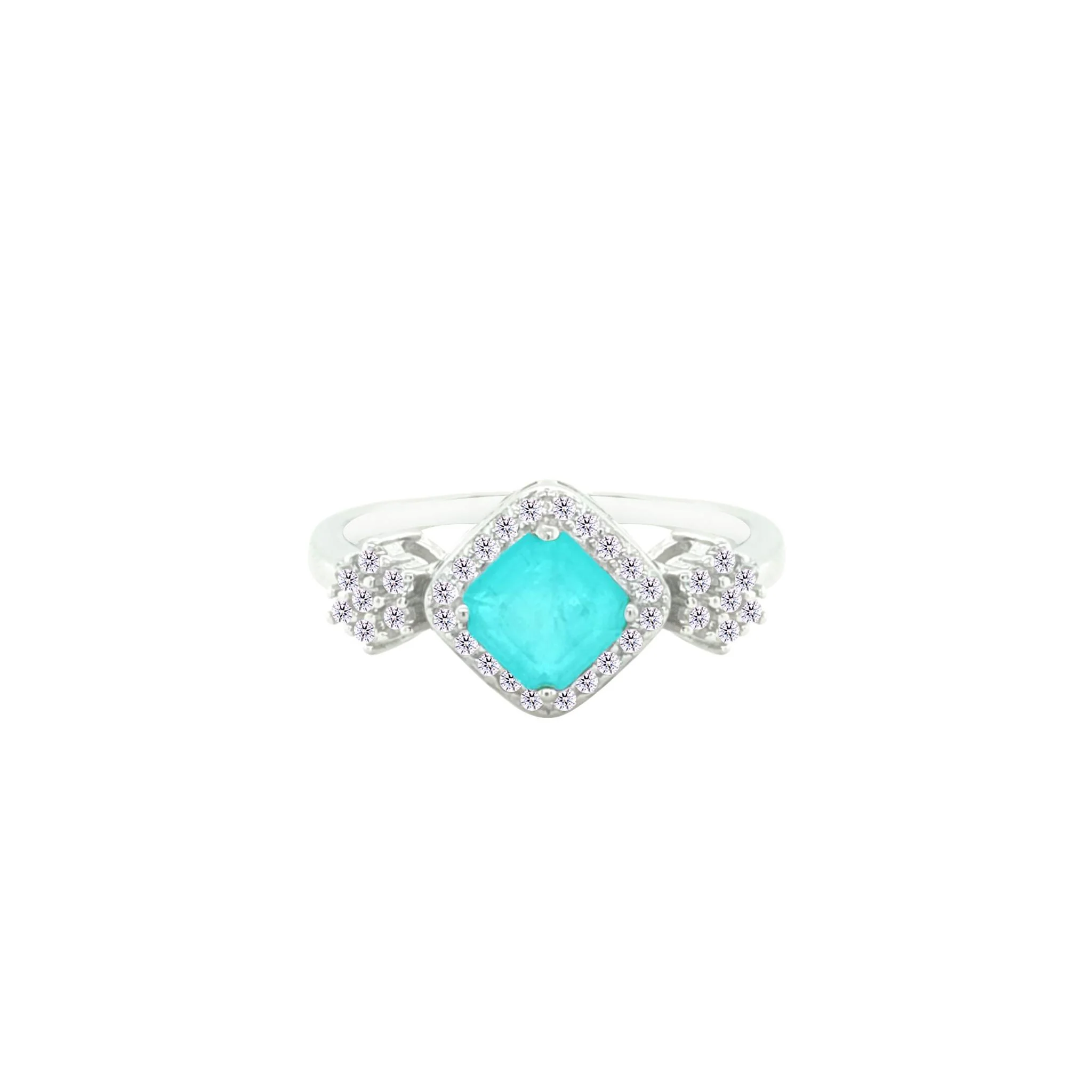 Asfour Crystal Jewelry Set With Light Turquoise Squares Design In 925 Sterling Silver-SD0058-LGC-9 - Image 4