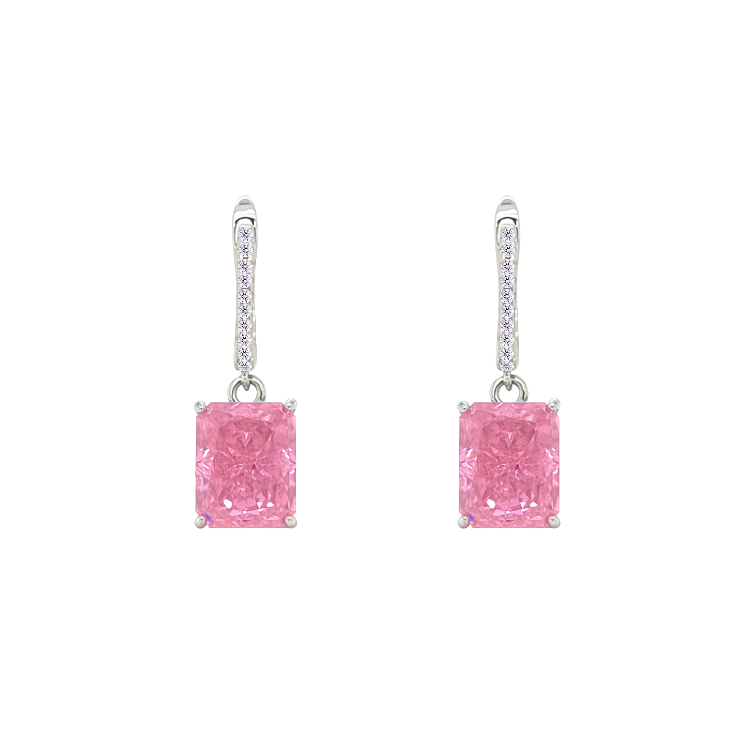 Asfour Crystal Jewelry Set With Rose Emerald Design In 925 Sterling Silver-SD0131-O-7 - Image 3