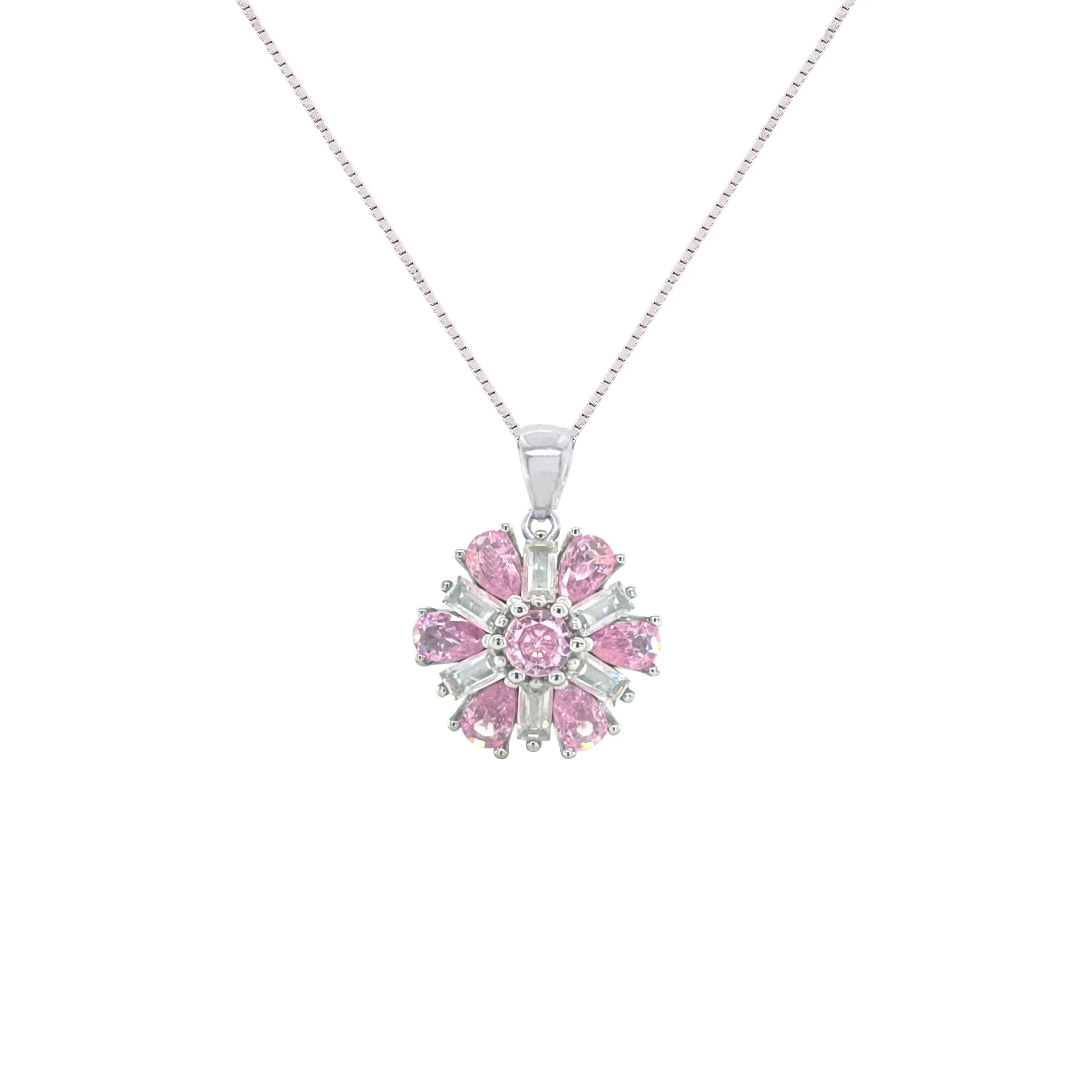 Asfour Crystal Jewelry Set With Rose Flower Design In 925 Sterling Silver-SD0066-WO-9 - Image 2