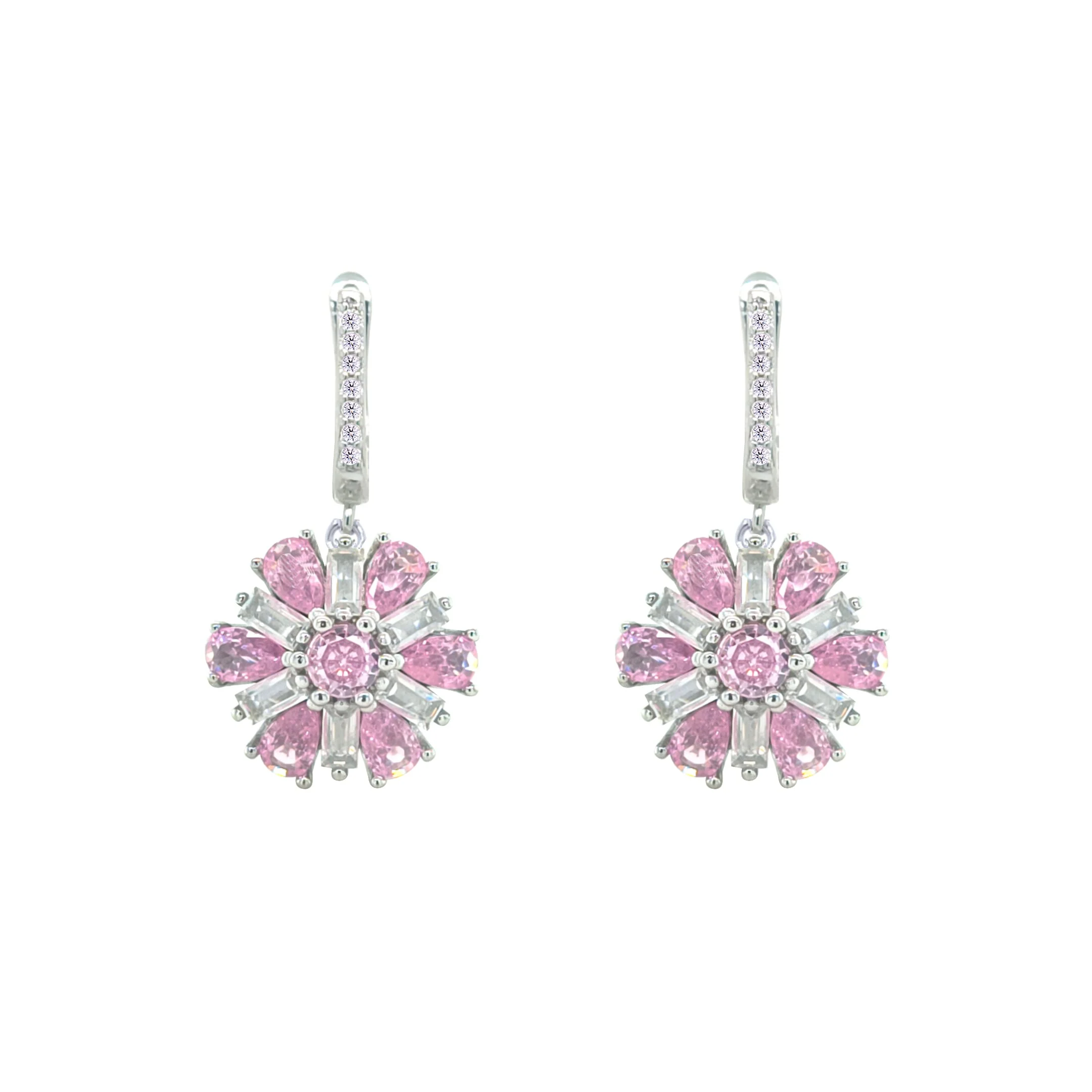 Asfour Crystal Jewelry Set With Rose Flower Design In 925 Sterling Silver-SD0066-WO-9 - Image 3