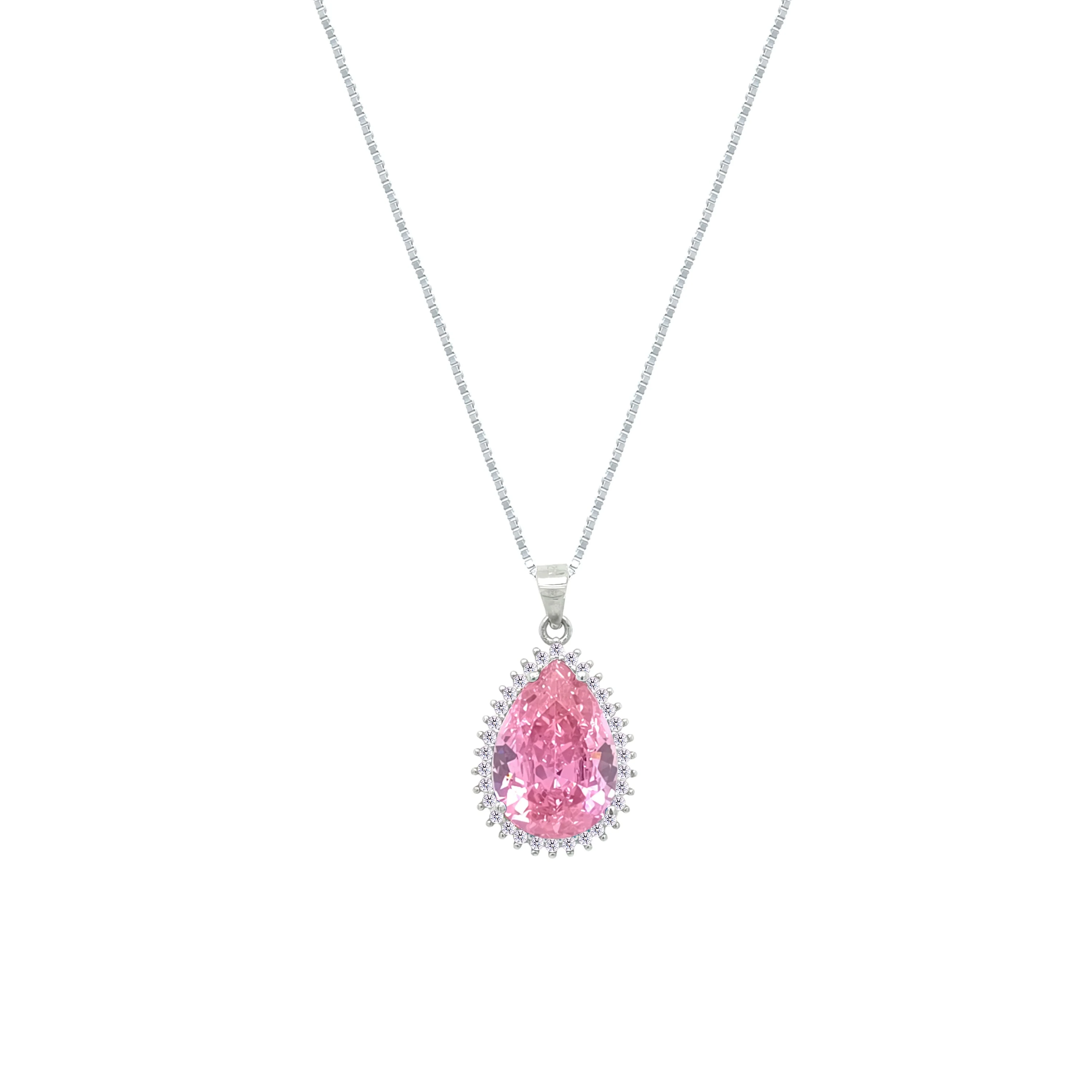 Asfour Crystal Jewelry Set With Rose Pear Design In 925 Sterling Silver-SD0134-O - Image 2