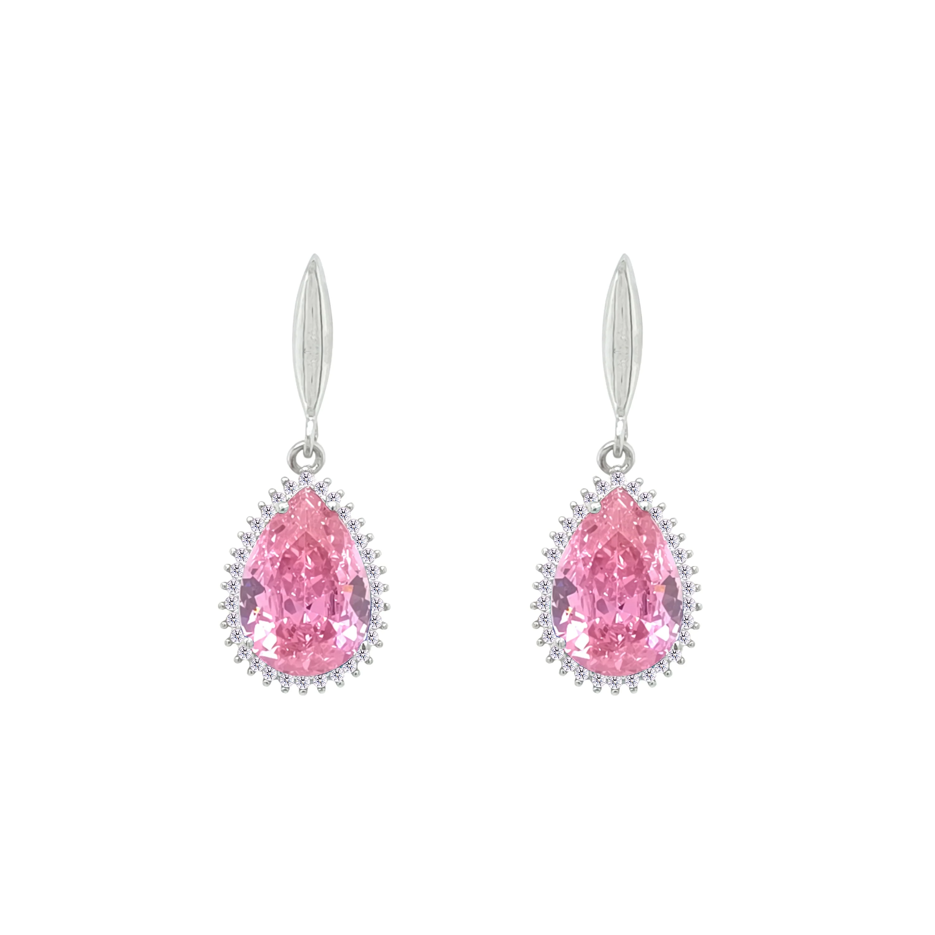 Asfour Crystal Jewelry Set With Rose Pear Design In 925 Sterling Silver-SD0134-O - Image 3