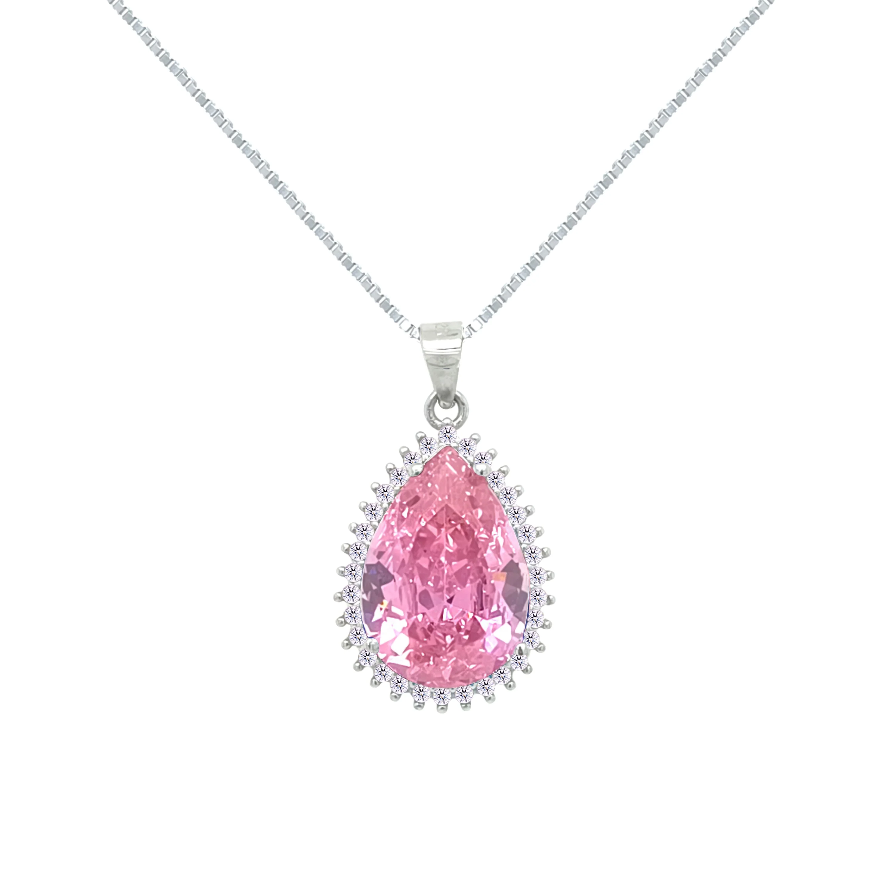 Asfour Crystal Jewelry Set With Rose Pear Design In 925 Sterling Silver-SD0134-O - Image 4