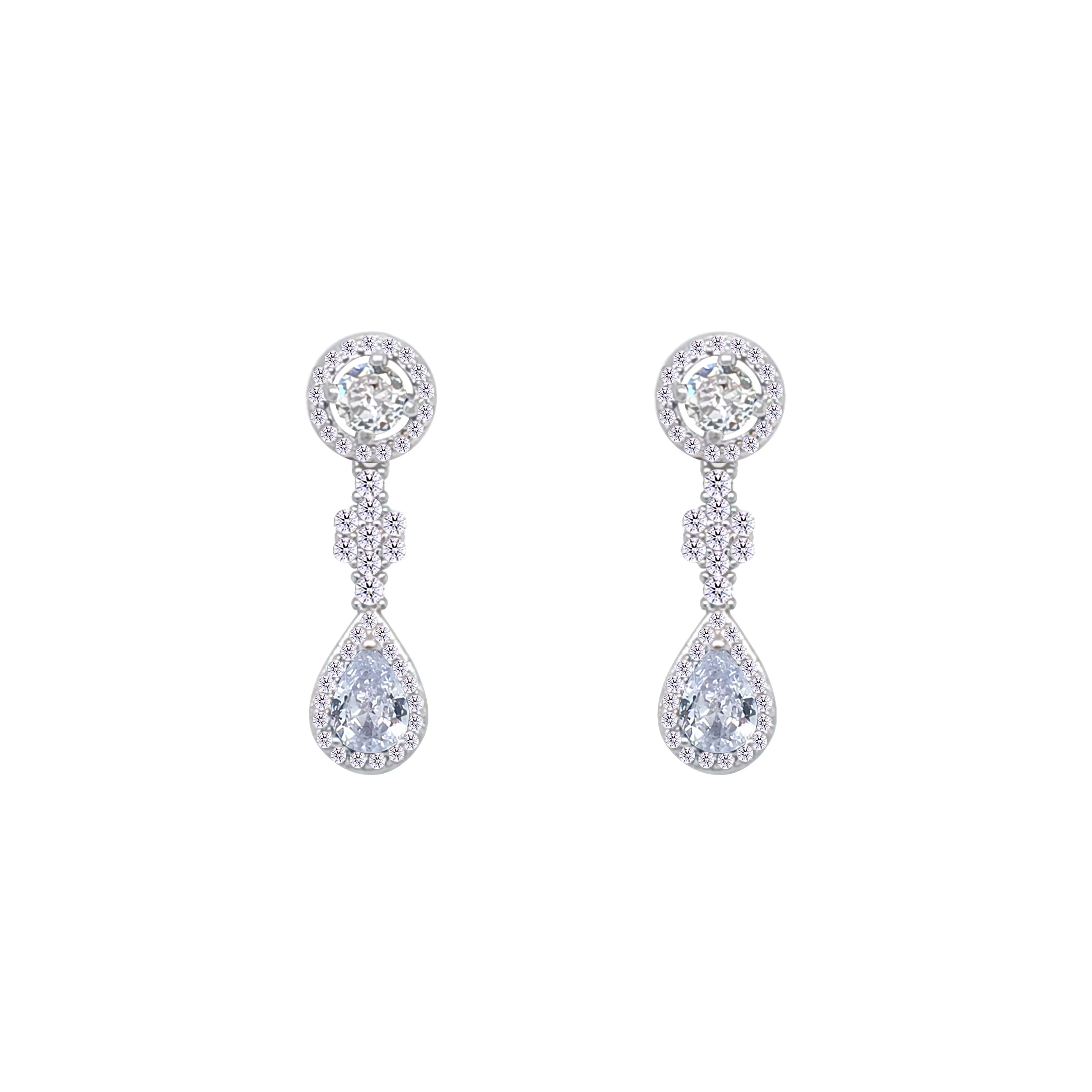 Asfour Crystal jewelry Set With Round & Pear Design Inlaid With Zircon In 925 Sterling Silver-SM0038 - Image 3
