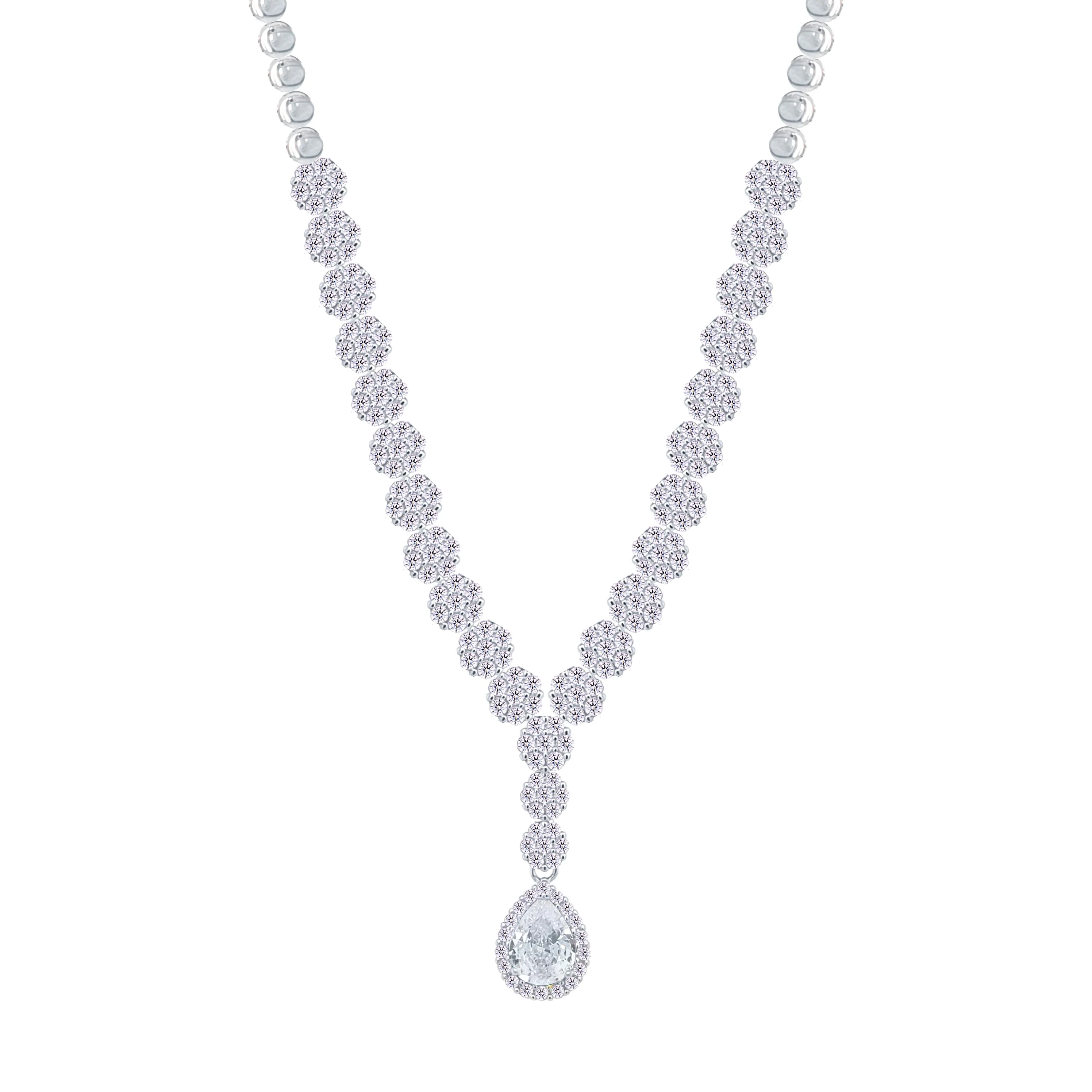 Asfour Crystal jewelry Set With Round & Pear Design Inlaid With Zircon In 925 Sterling Silver-SM0047-7 - Image 2