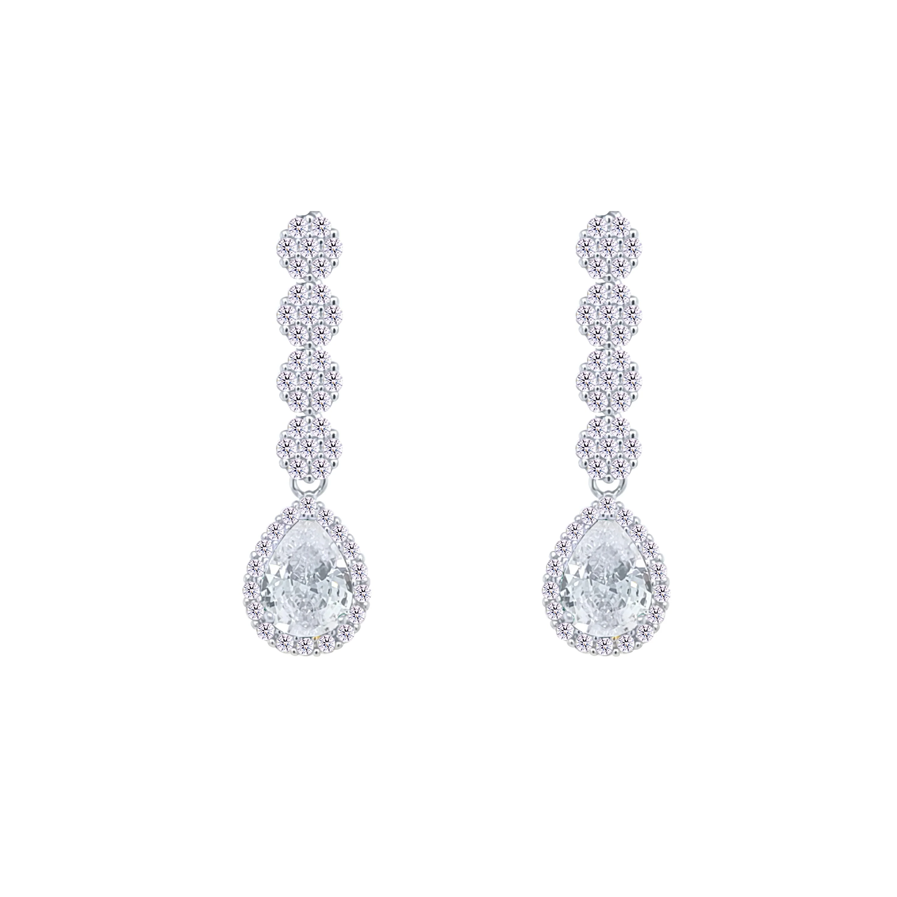 Asfour Crystal jewelry Set With Round & Pear Design Inlaid With Zircon In 925 Sterling Silver-SM0047-7 - Image 3