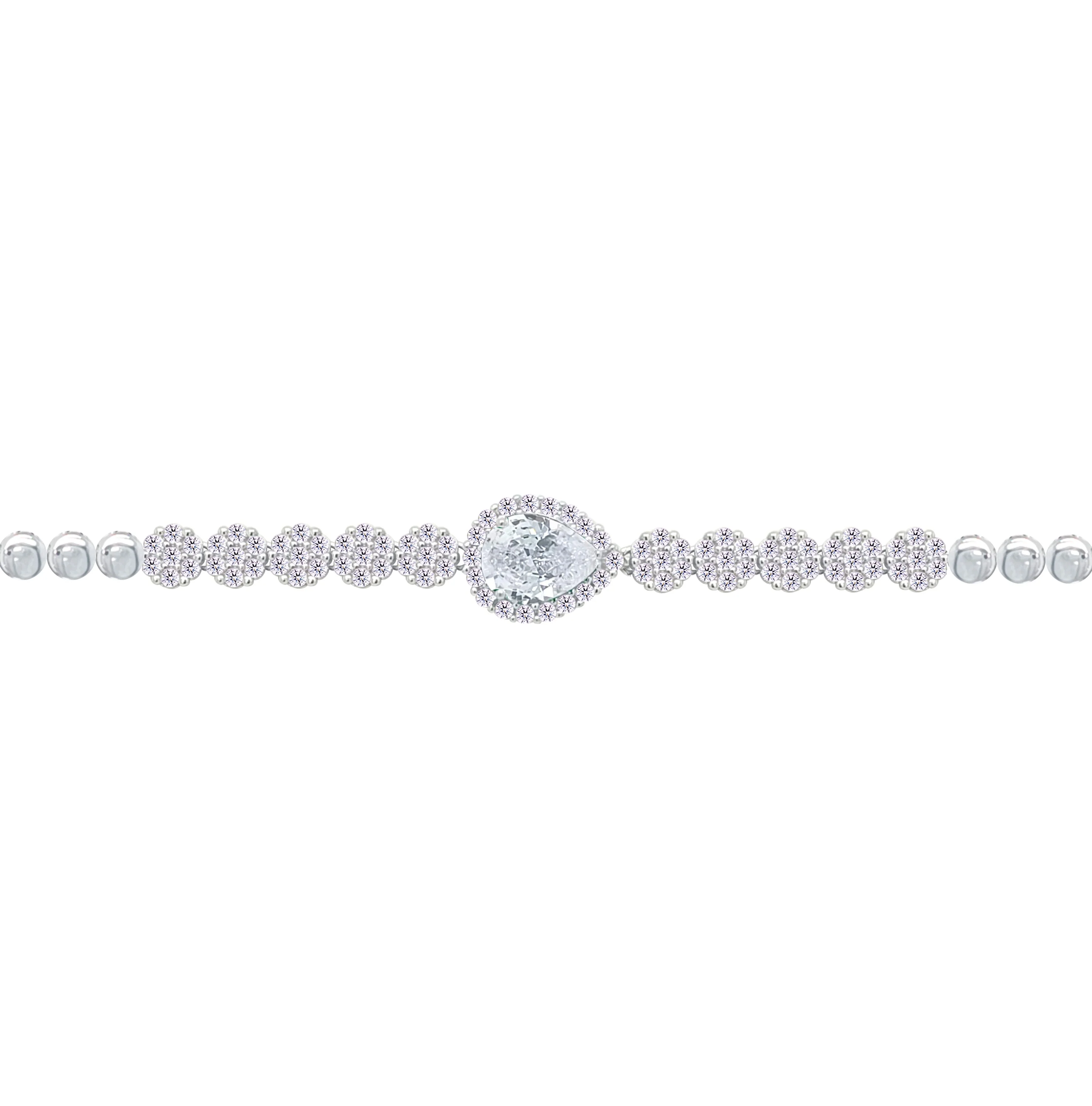 Asfour Crystal jewelry Set With Round & Pear Design Inlaid With Zircon In 925 Sterling Silver-SM0047-7 - Image 4