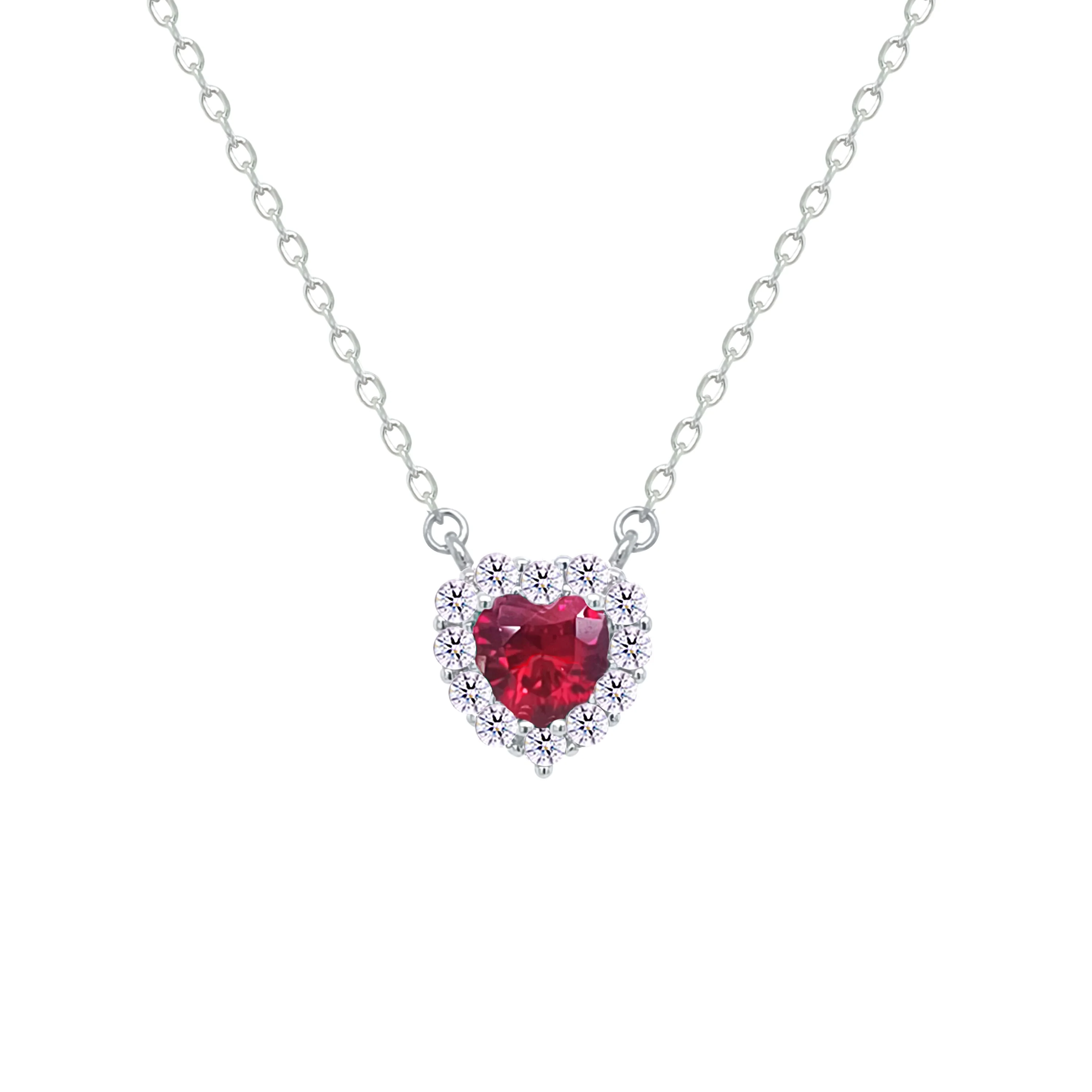 Asfour Crystal Jewelry Set With Ruby Heart Design Inlaid With Zircon In 925 Sterling Silver-SM0043-R - Image 2