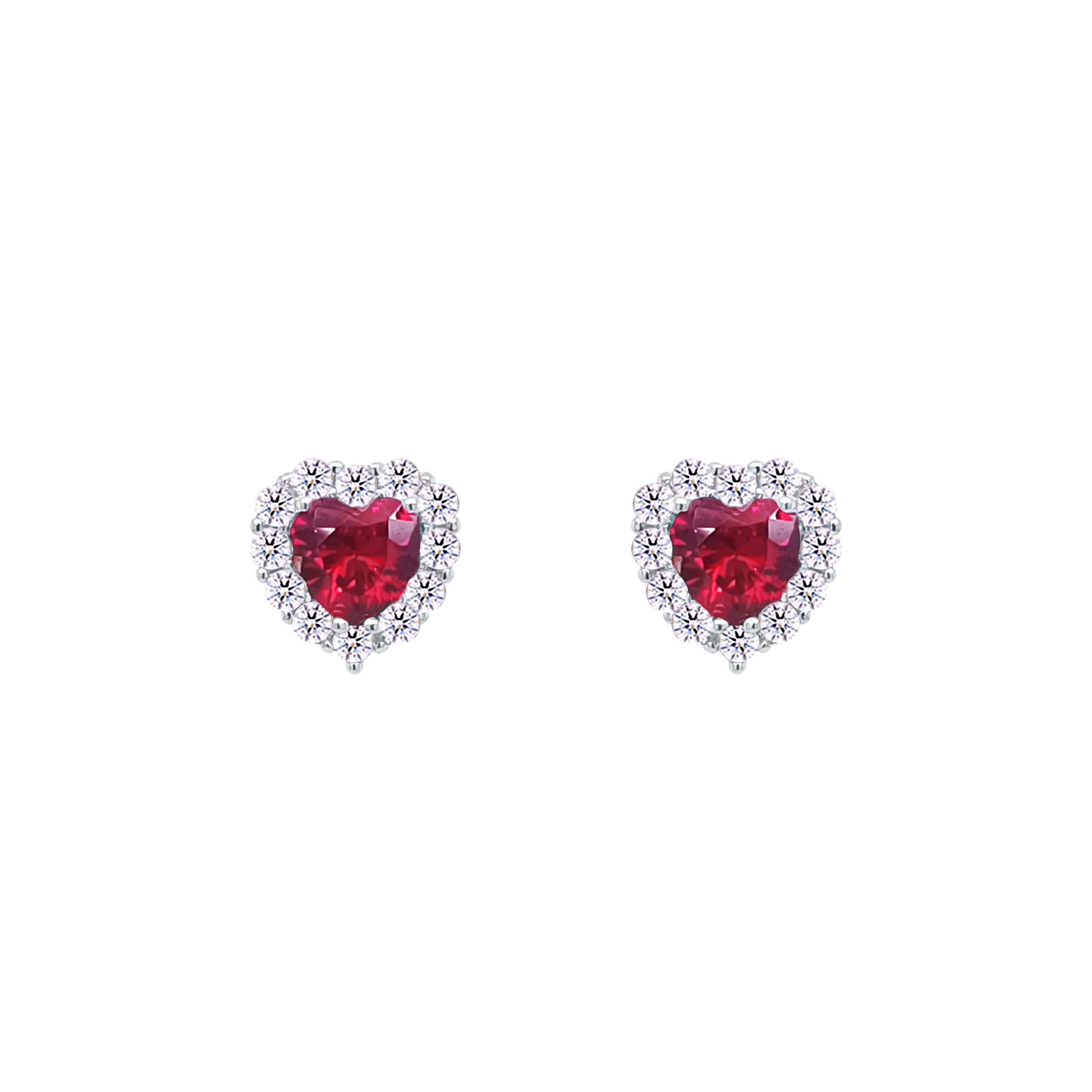 Asfour Crystal Jewelry Set With Ruby Heart Design Inlaid With Zircon In 925 Sterling Silver-SM0043-R - Image 3