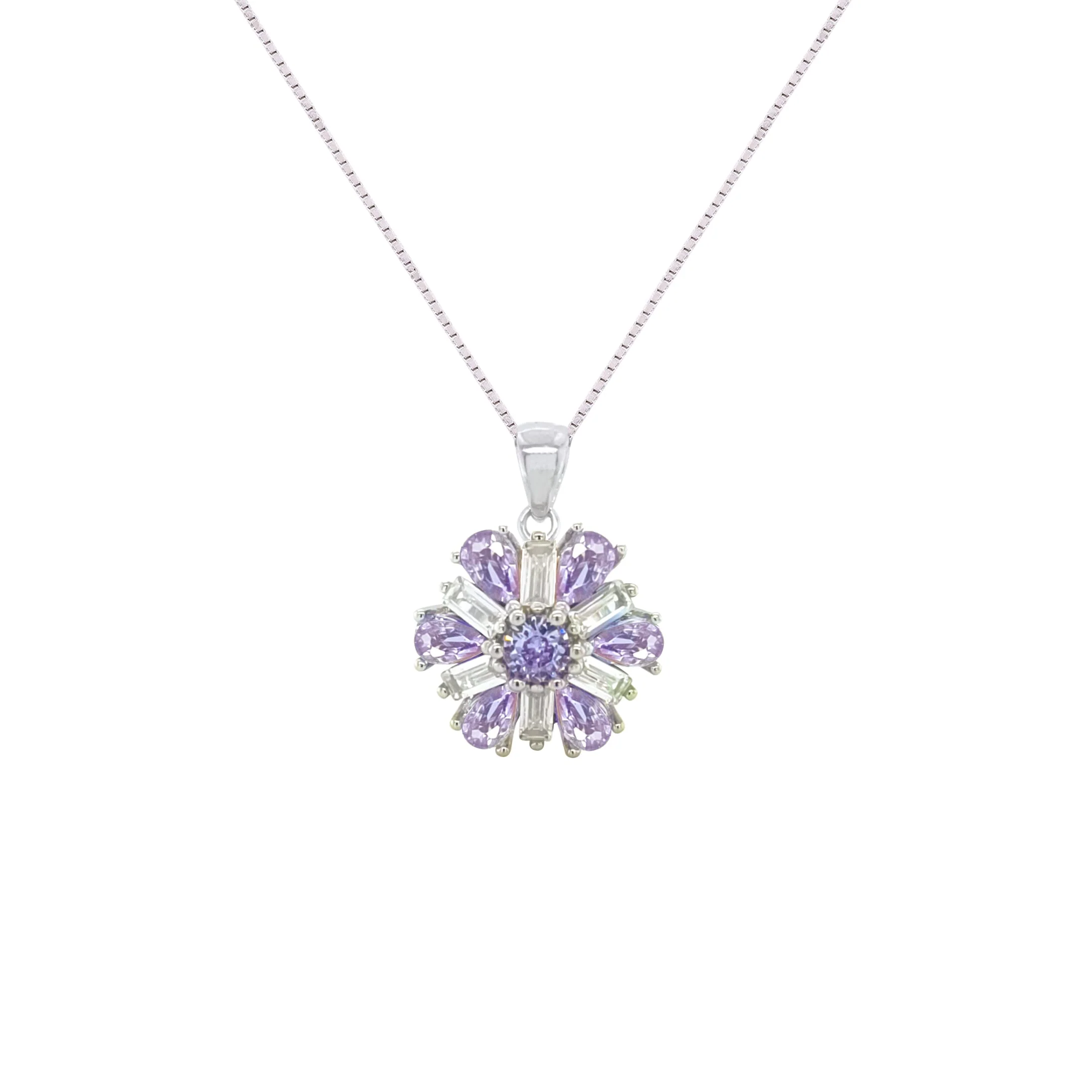 Asfour Crystal Jewelry Set With Tenzanite Flower Design In 925 Sterling Silver-SD0066-WN-8 - Image 2