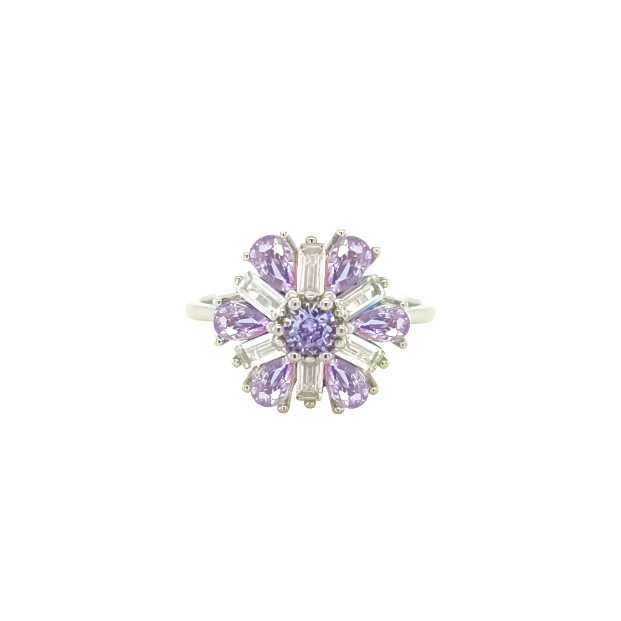 Asfour Crystal Jewelry Set With Tenzanite Flower Design In 925 Sterling Silver-SD0066-WN-8 - Image 4