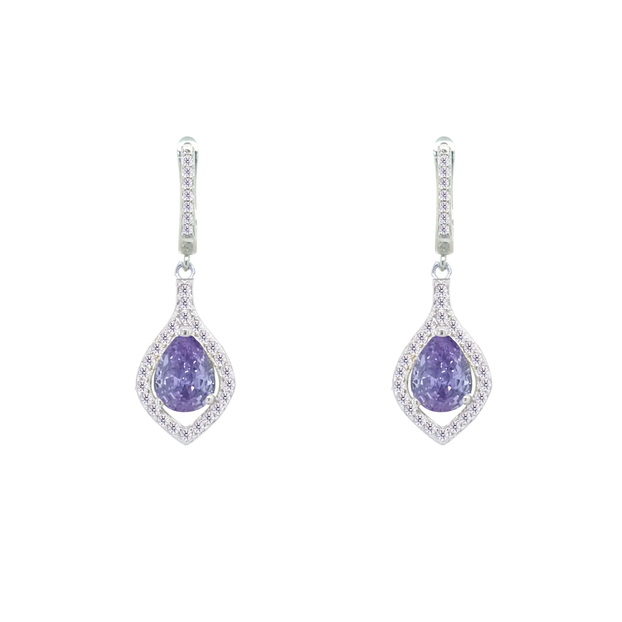 Asfour Crystal Jewelry Set With Tenzanite Pear Design In 925 Sterling Silver-SD0068-N-8 - Image 3