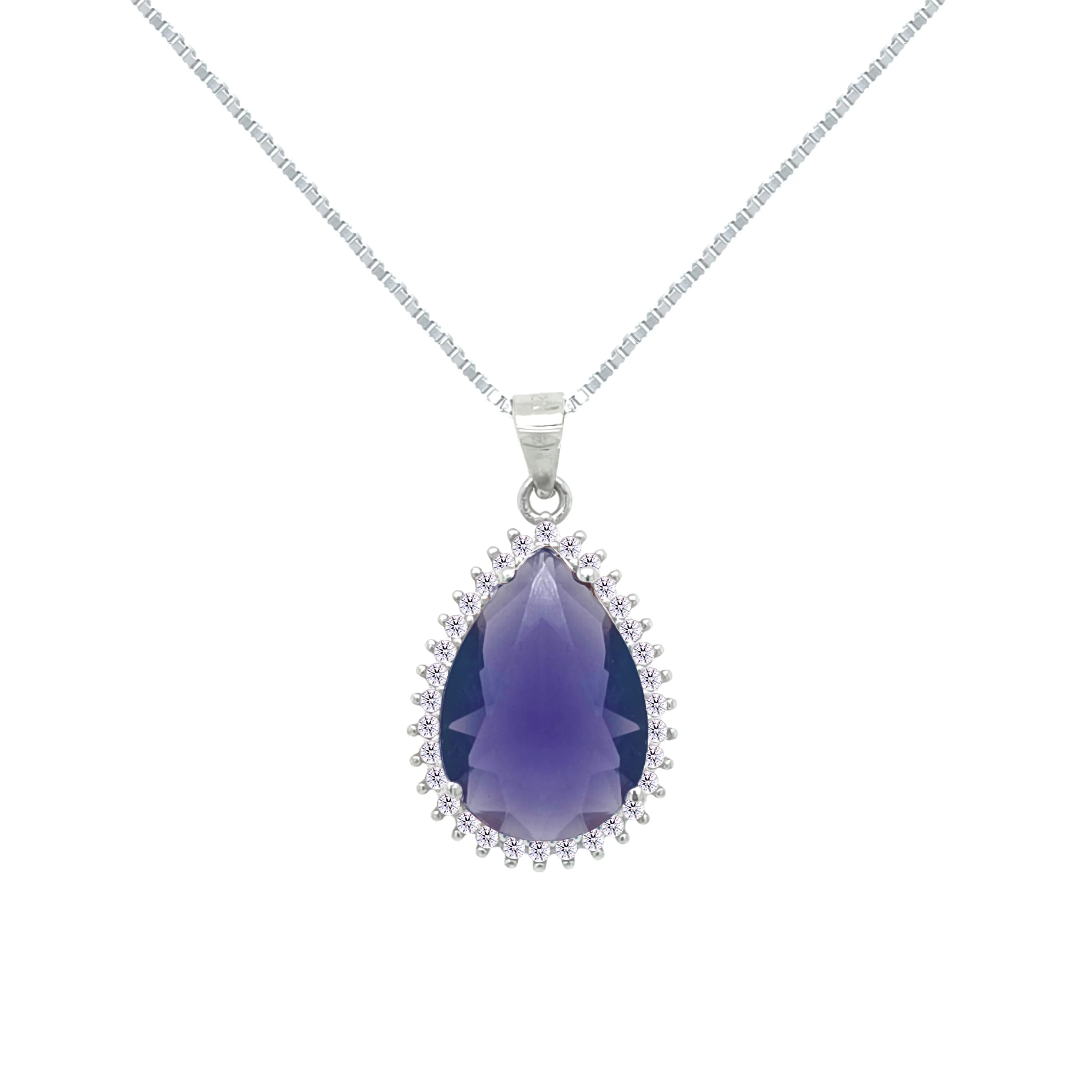 Asfour Crystal Jewelry Set With Tenzanite Pear Design In 925 Sterling Silver-SD0133-A-N - Image 2
