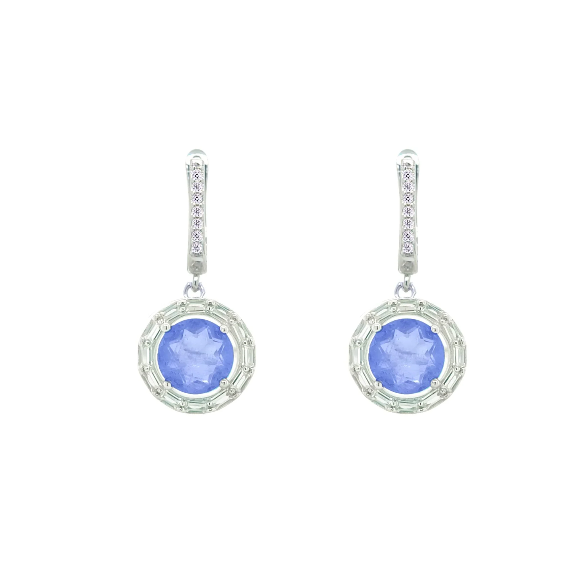 Asfour Crystal Jewelry Set With Tenzanite Round Design In 925 Sterling Silver-SD0062-N-7 - Image 3