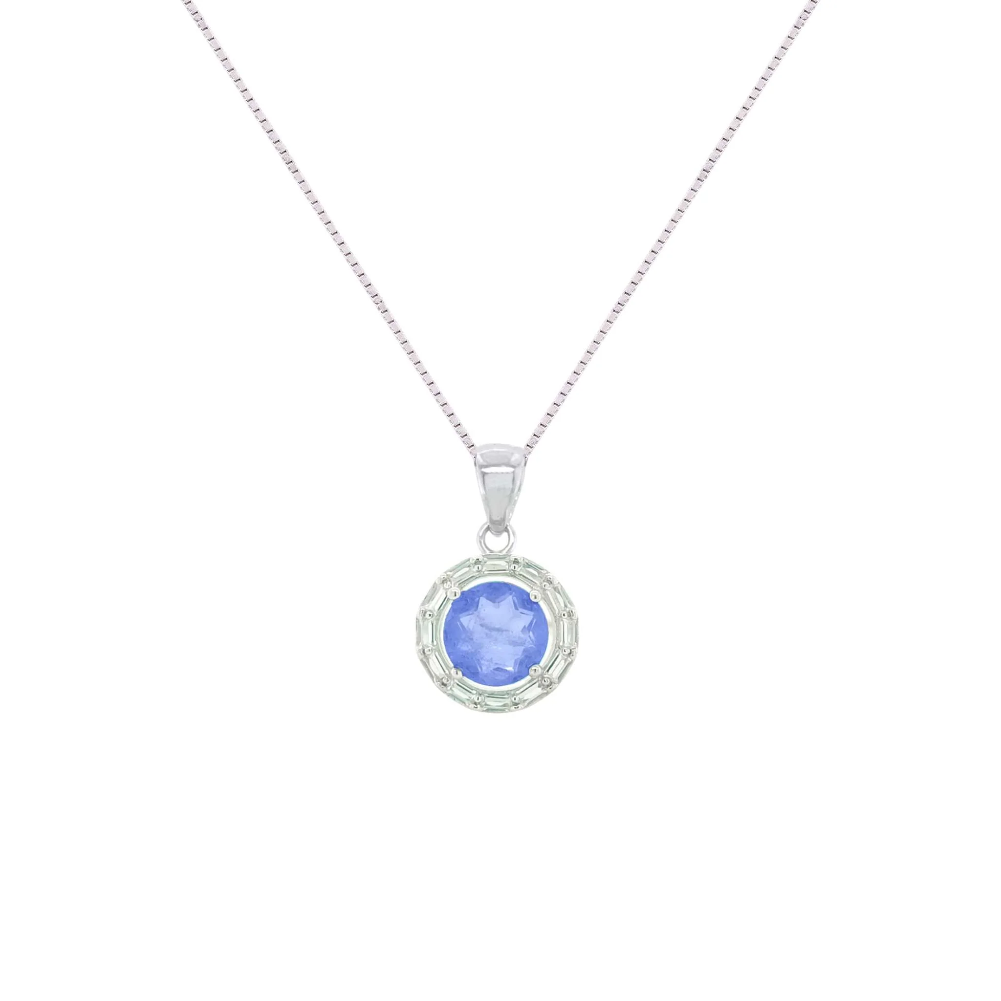 Asfour Crystal Jewelry Set With Tenzanite Round Design In 925 Sterling Silver-SD0062-N-8 - Image 2
