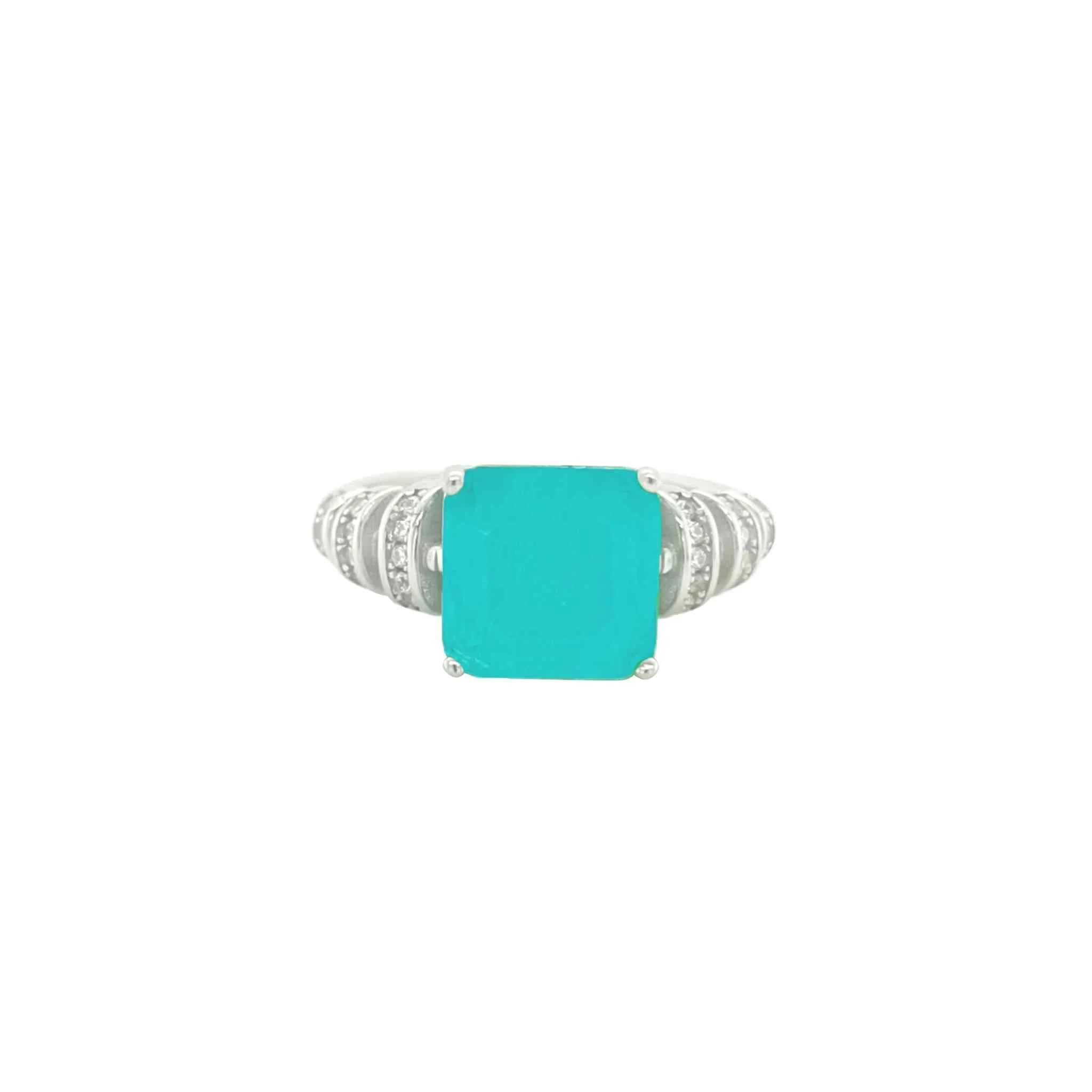 Asfour Crystal Jewelry Set With Turquoise Art Deco Square Design In 925 Sterling Silver-SD0061-GC-7 - Image 4