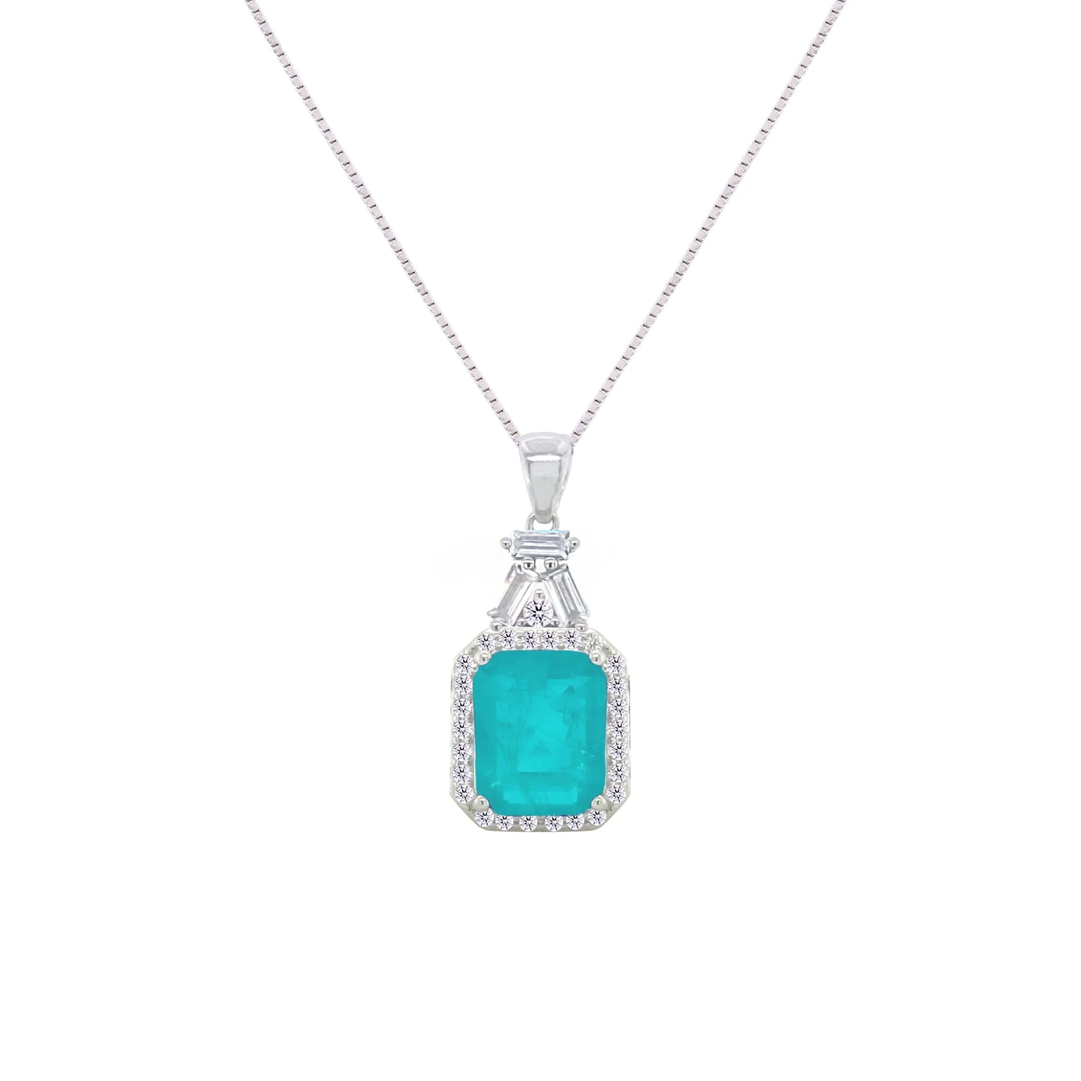 Asfour Crystal Jewelry Set With Turquoise Emerald Design In 925 Sterling Silver-SD0059-GC-7 - Image 2