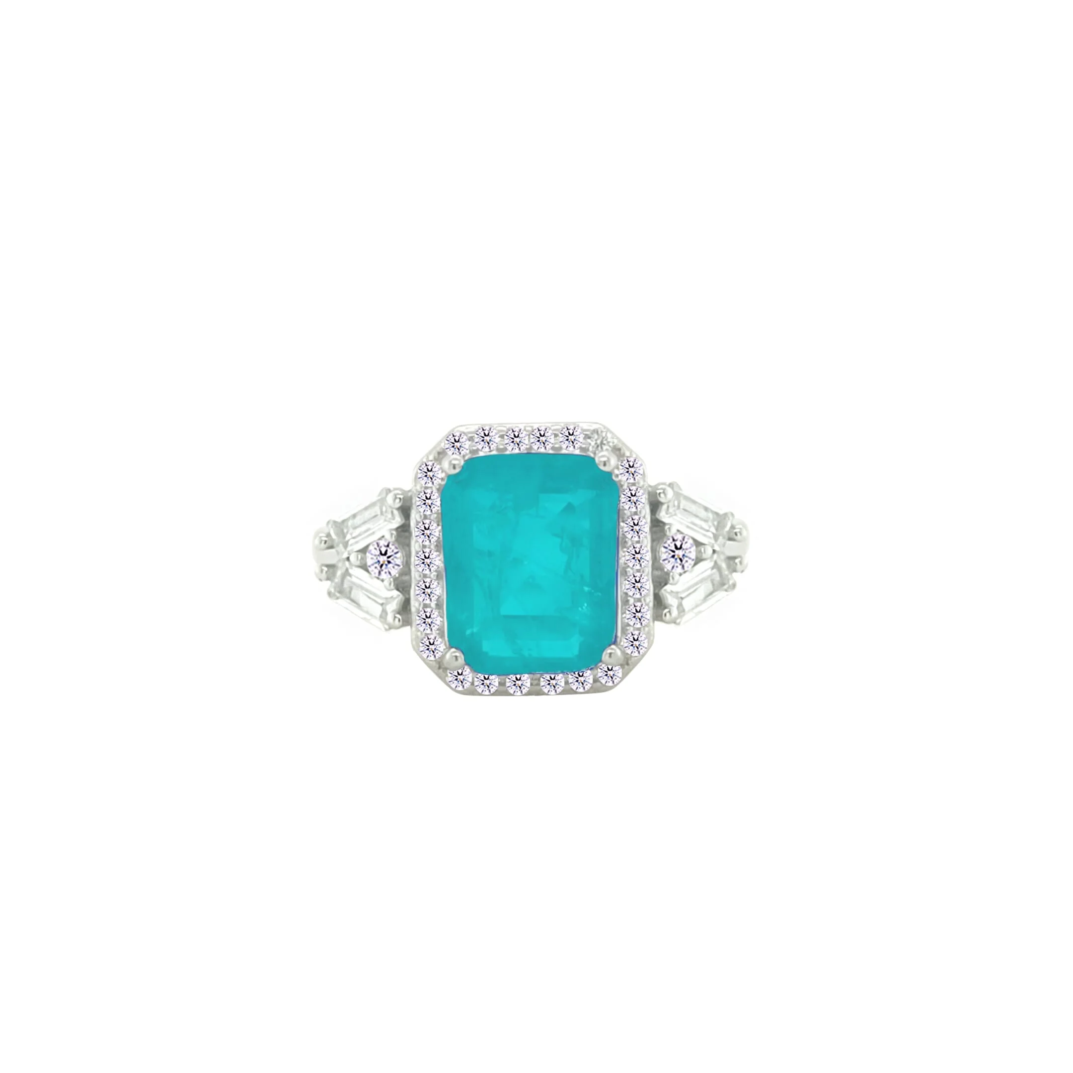Asfour Crystal Jewelry Set With Turquoise Emerald Design In 925 Sterling Silver-SD0059-GC-9 - Image 4