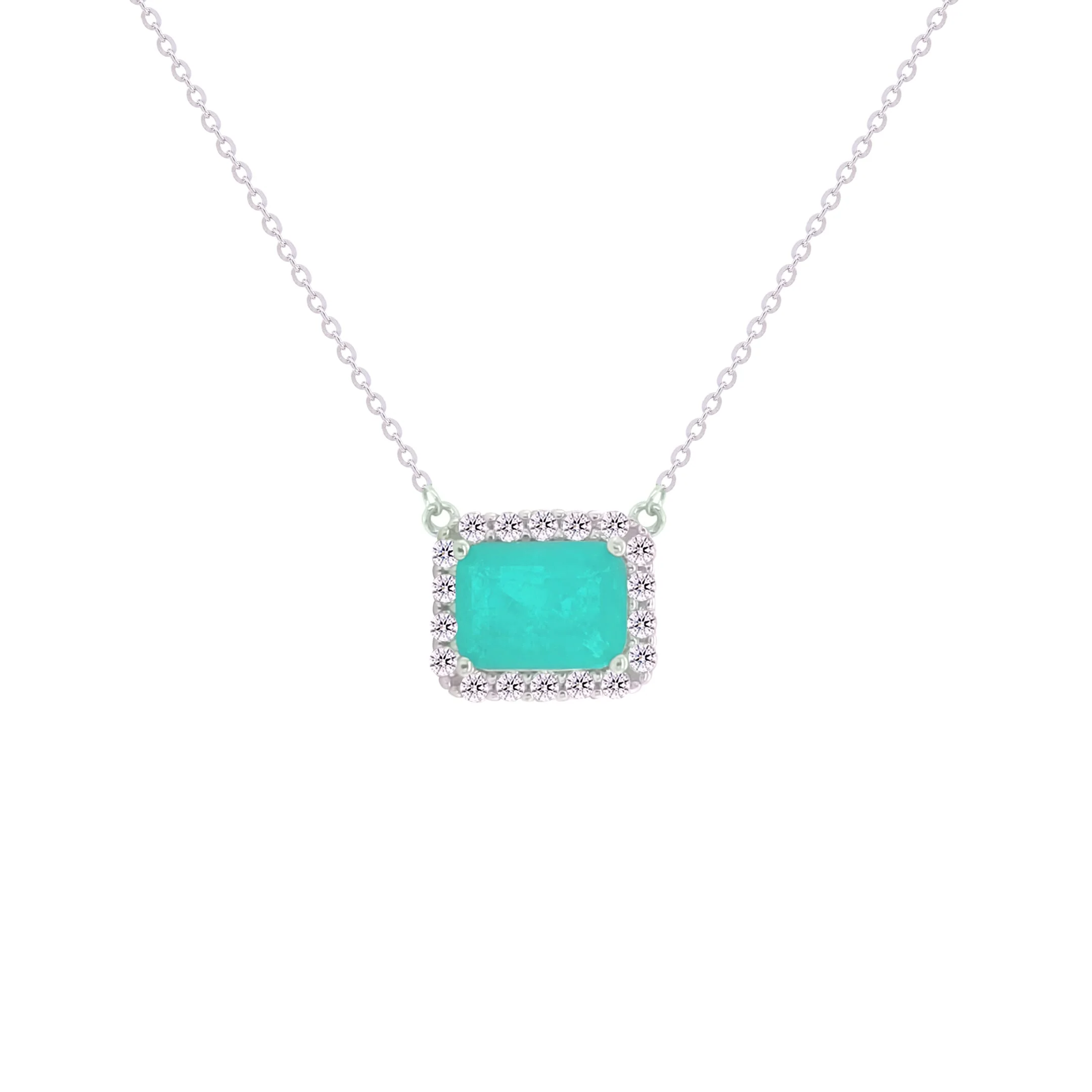 Asfour Crystal Jewelry Set With Turquoise Emerald Design In 925 Sterling Silver-SD0085-GC-8 - Image 2