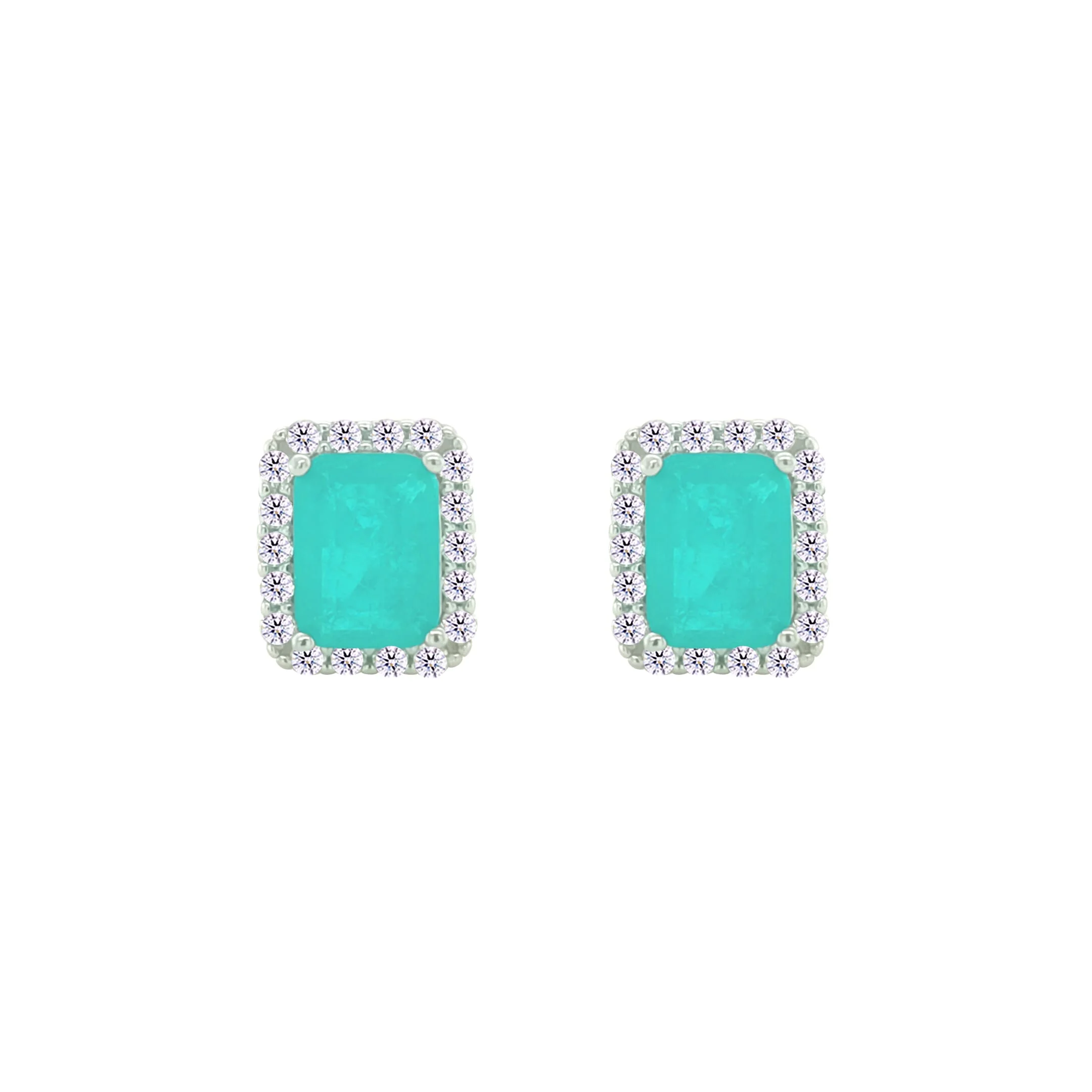 Asfour Crystal Jewelry Set With Turquoise Emerald Design In 925 Sterling Silver-SD0085-GC-8 - Image 3