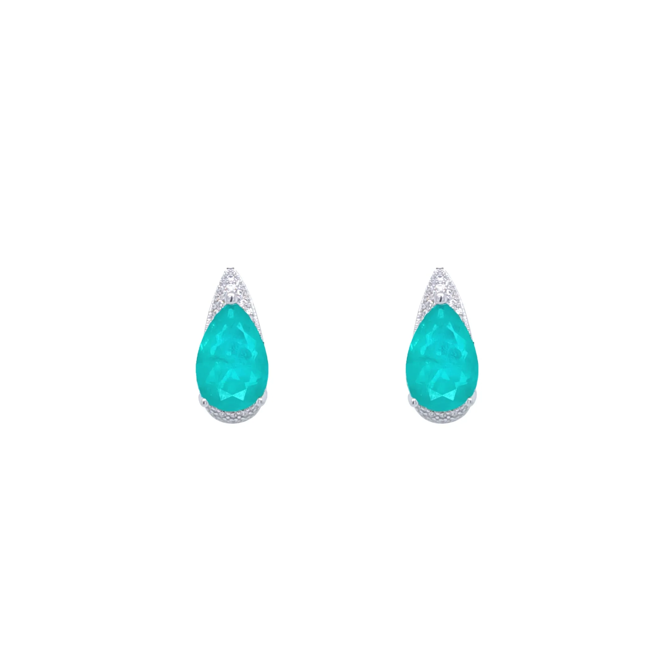 Asfour Crystal Jewelry Set With Turquoise Pear Design In 925 Sterling Silver-SD0055-GC-9 - Image 3