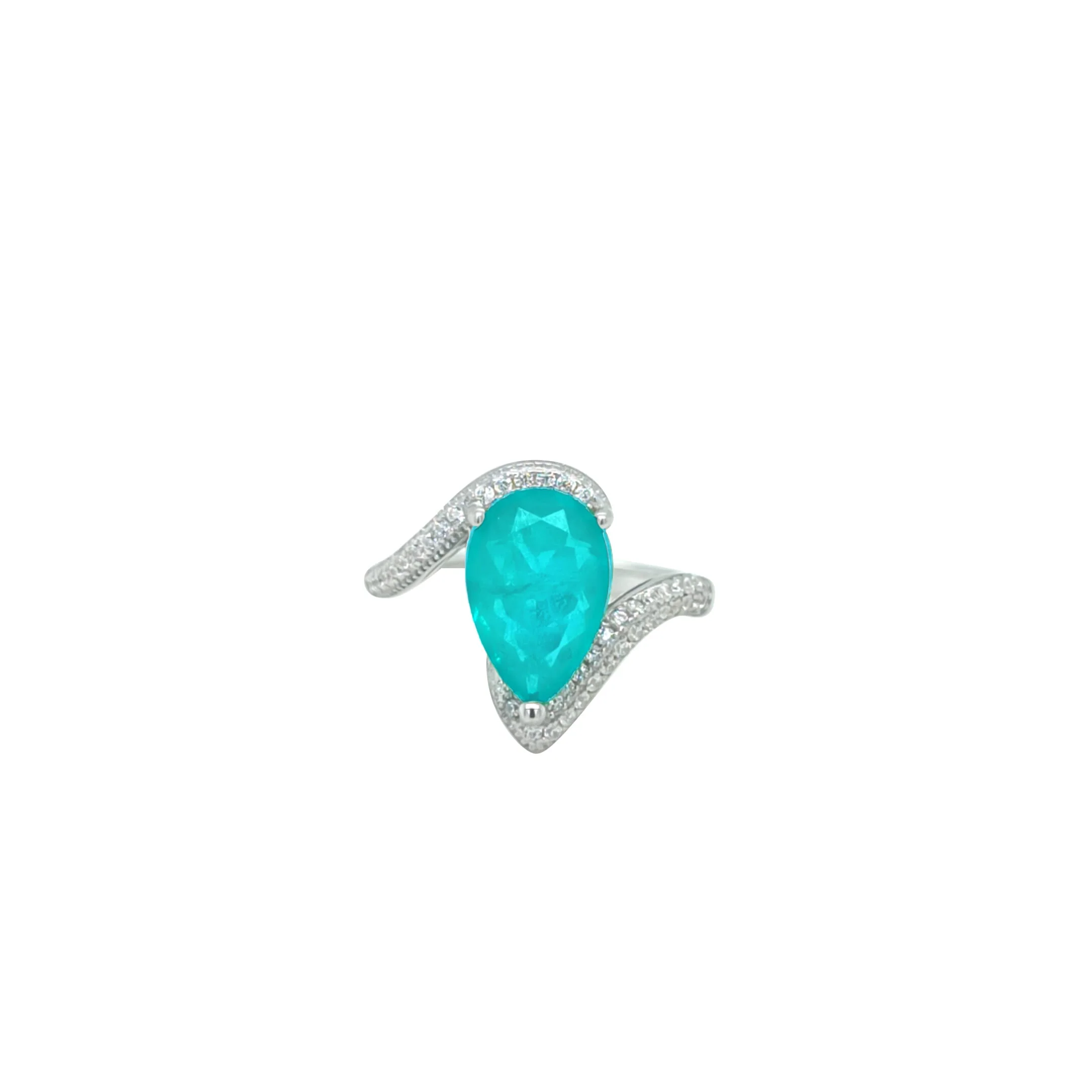 Asfour Crystal Jewelry Set With Turquoise Pear Design In 925 Sterling Silver-SD0055-GC-9 - Image 4