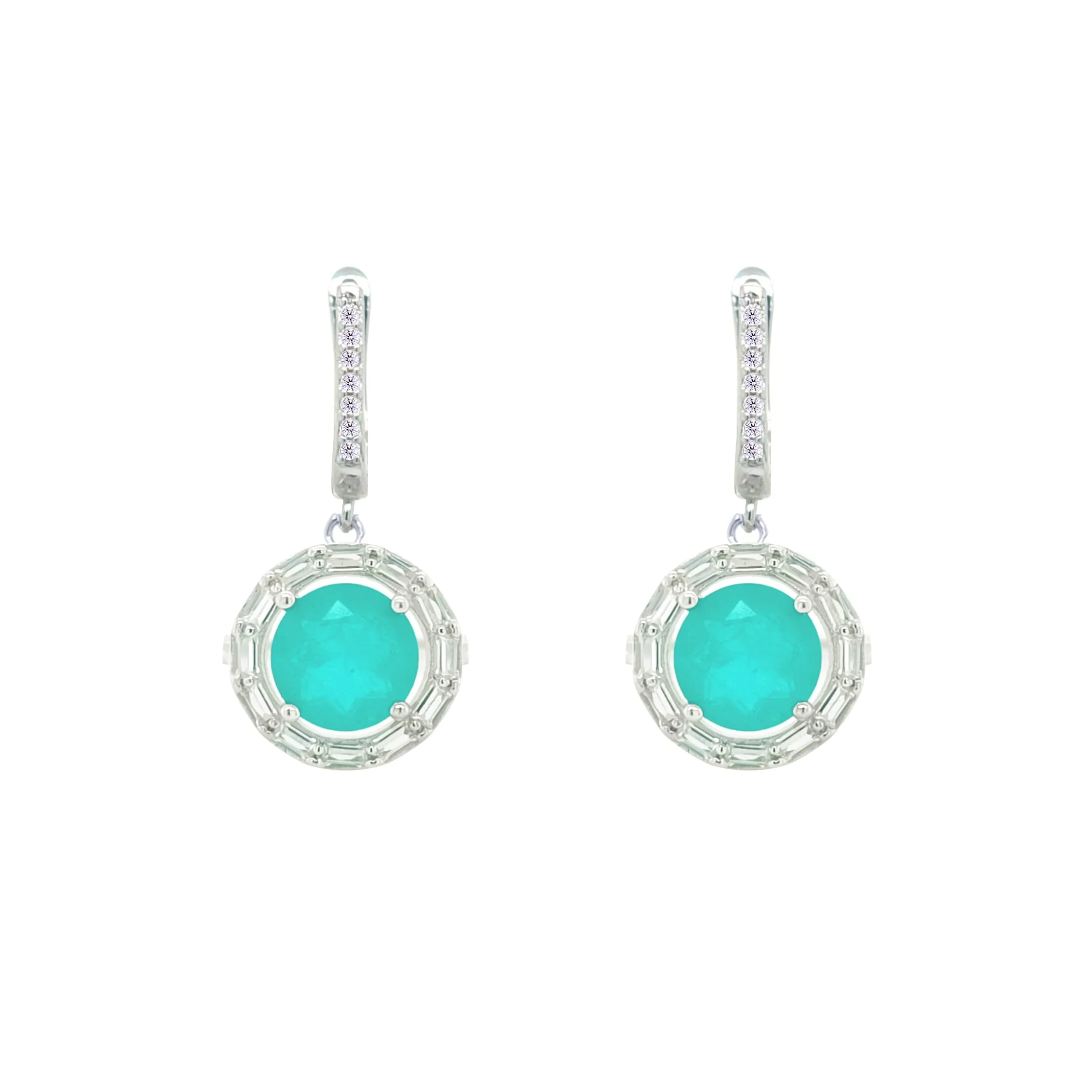 Asfour Crystal Jewelry Set With Turquoise Round Design In 925 Sterling Silver-SD0062-GC-9 - Image 3