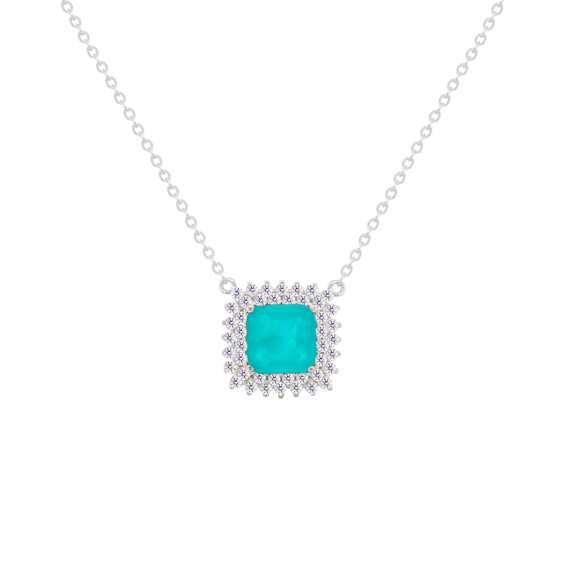 Asfour Crystal Jewelry Set With Turquoise Square Design In 925 Sterling Silver-SD0089-GC-9 - Image 2